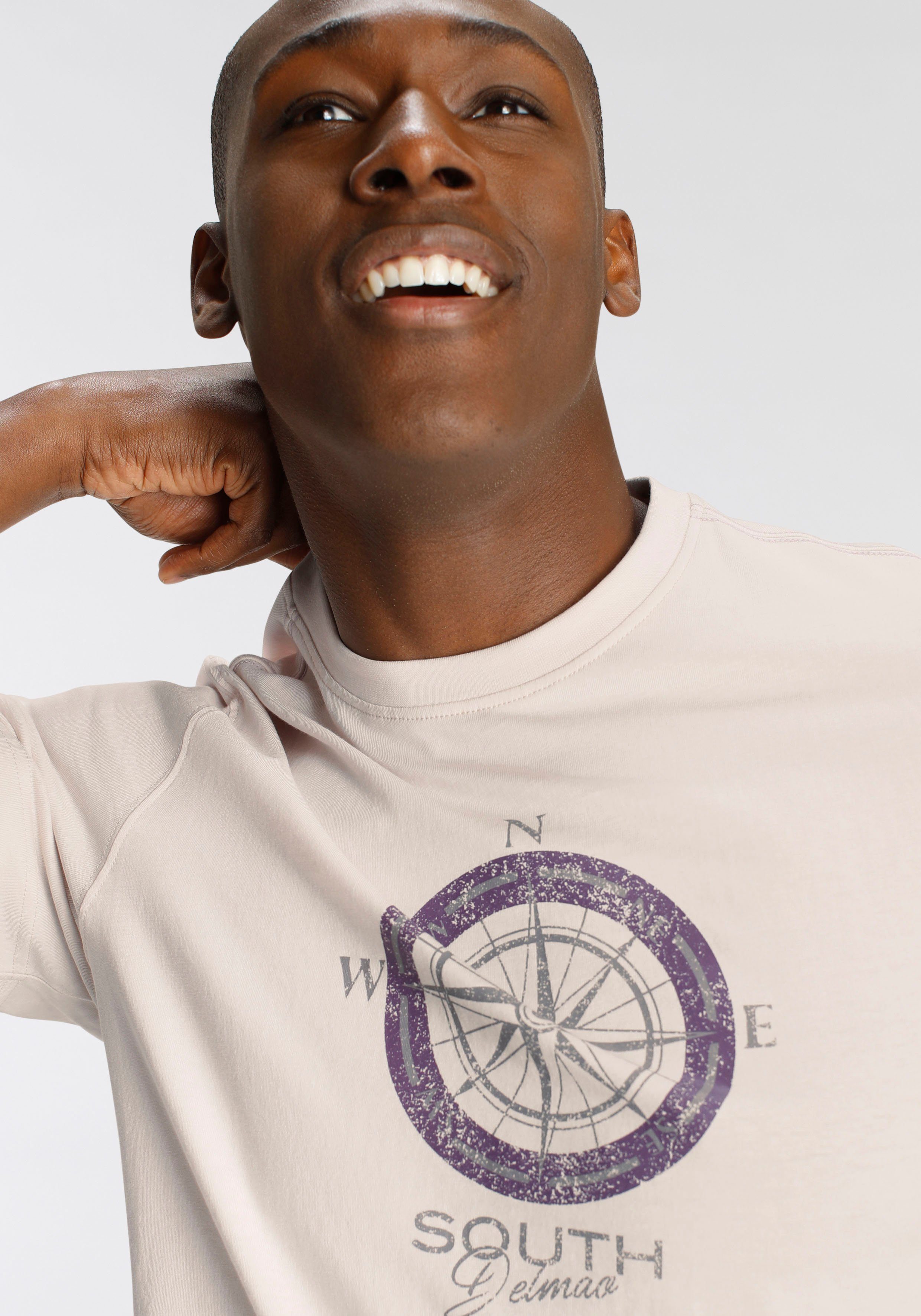 DELMAO T-shirt Korte mouw, bedrukt, ronde hals, van katoen