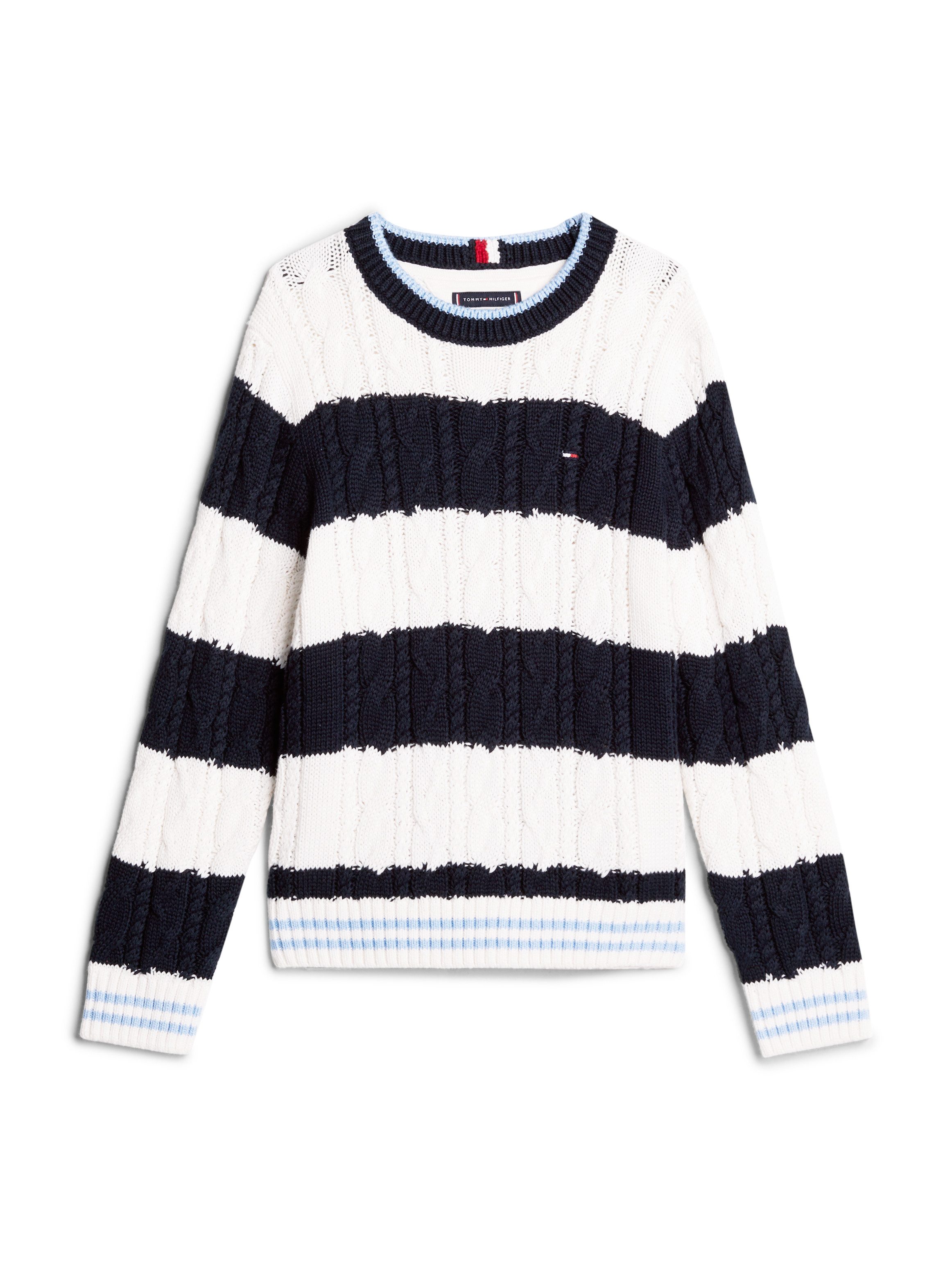 Tommy Hilfiger Gebreide trui COLORBLOCK CABLE REGULAR SWEATER Kinderen tot 16 jaar met logostiksel