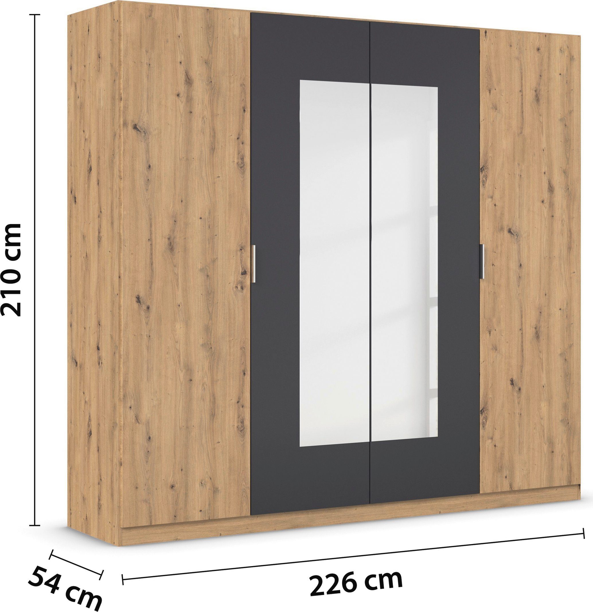 rauch Slaapkamerserie Monza met draaideurkast breedte 226 cm, bedcombinatie in 2 breedtematen