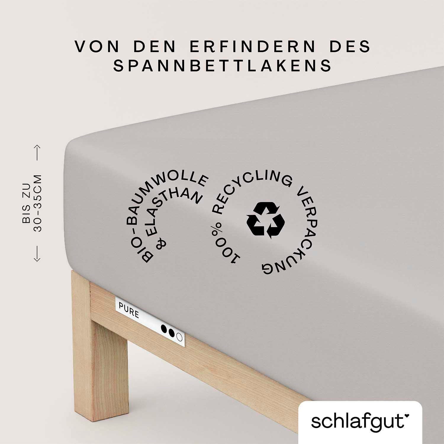 Schlafgut Hoeslaken PURE biologische katoen met elastaan, rekbaar en ondoorzichtig, strak, bedlakens (1 stuk)