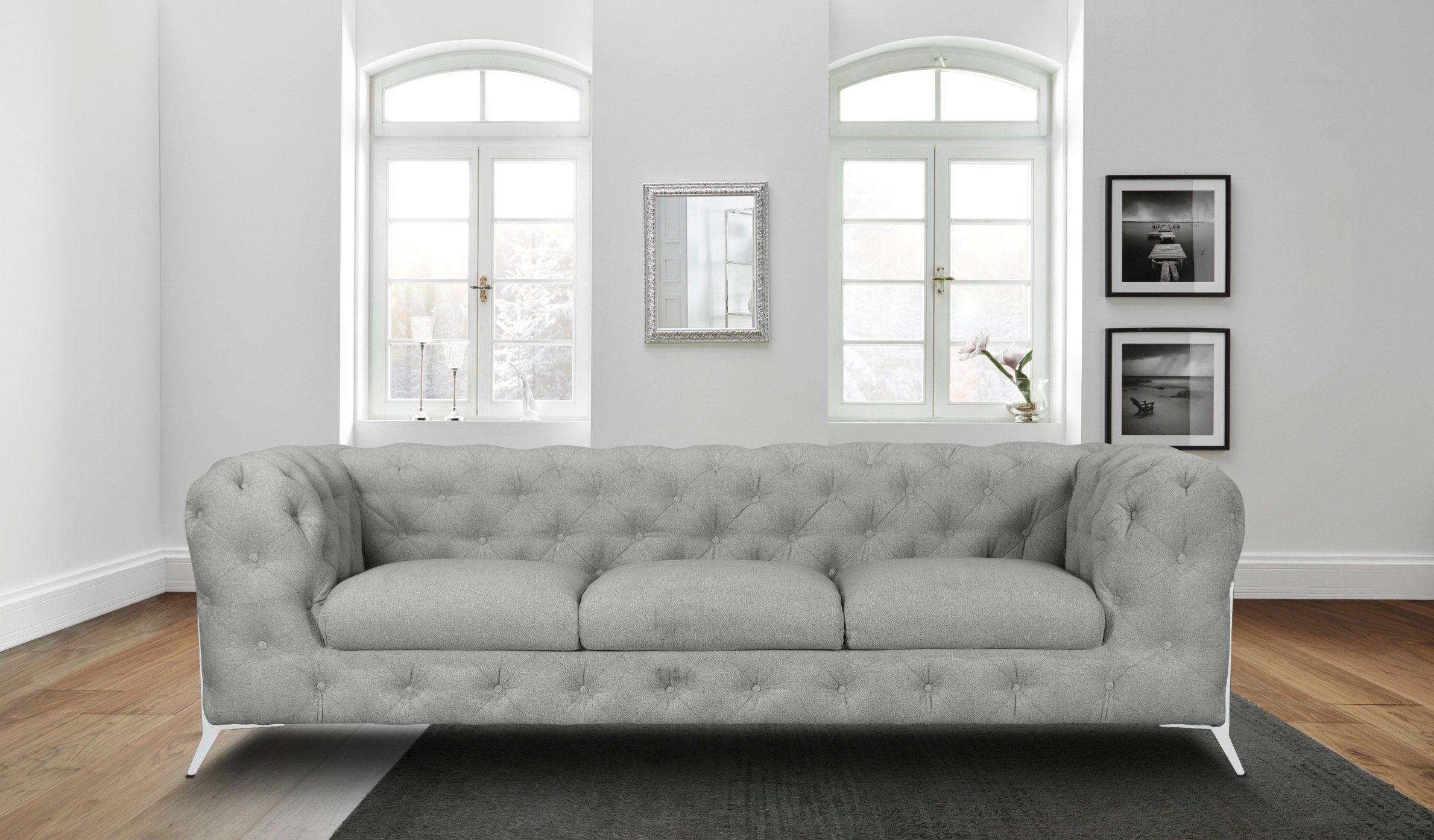 Leonique Chesterfield-bank Amaury luxueuze capitonnage, moderne chesterfield look, kleur van de poten ter keuze