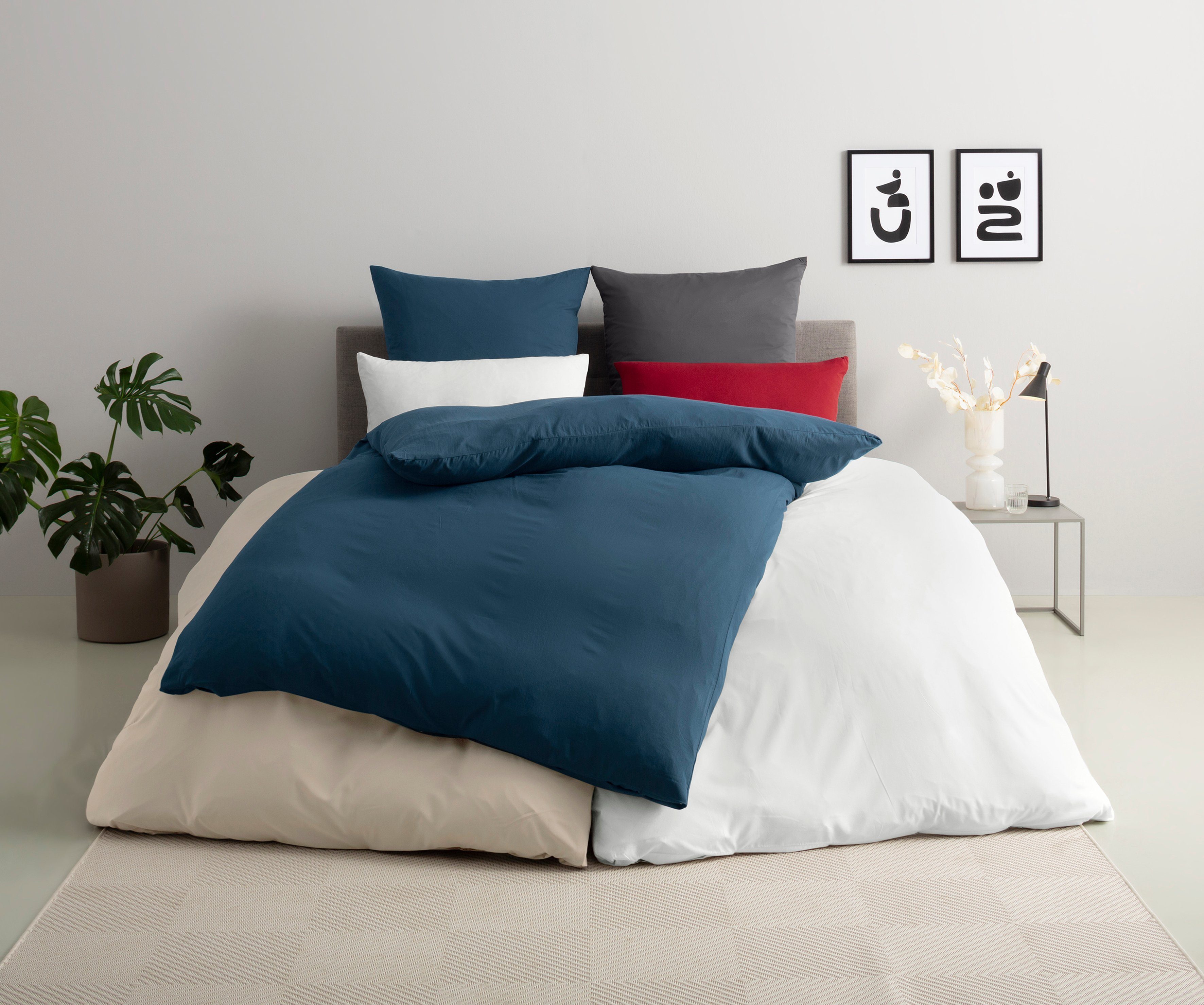 my home Overtrekset Desner Premium kwaliteit, 100 % polyester, zeer zacht, uni, vanaf 135x200 cm