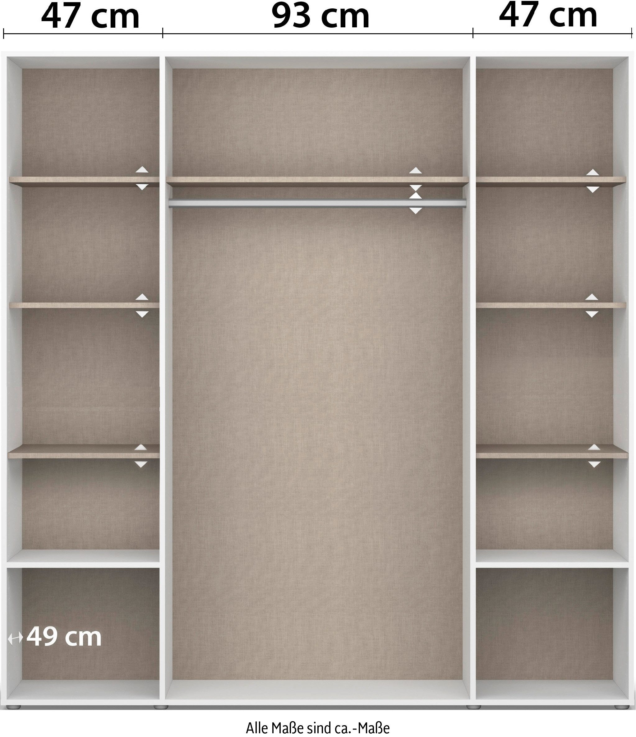 rauch Draaideurkast Kledingkast kast garderobe linnenkast VOYAGER moderne grepen in grijs metallic met buitenlades made in germany