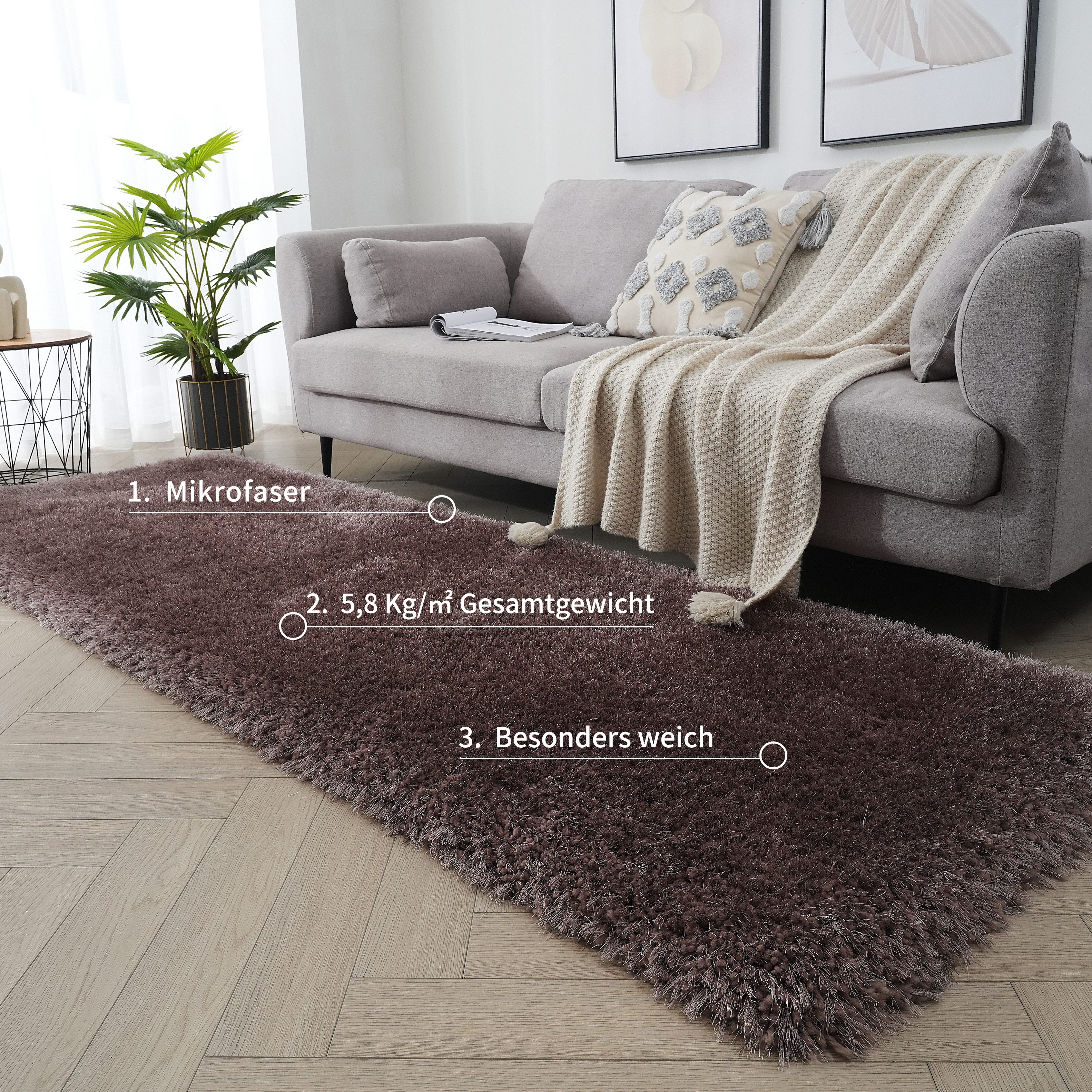 Guido Maria Kretschmer Home&Living Hoogpolige loper Micro exclusieve tapijt, zeer hoge pool, zacht door microvezel