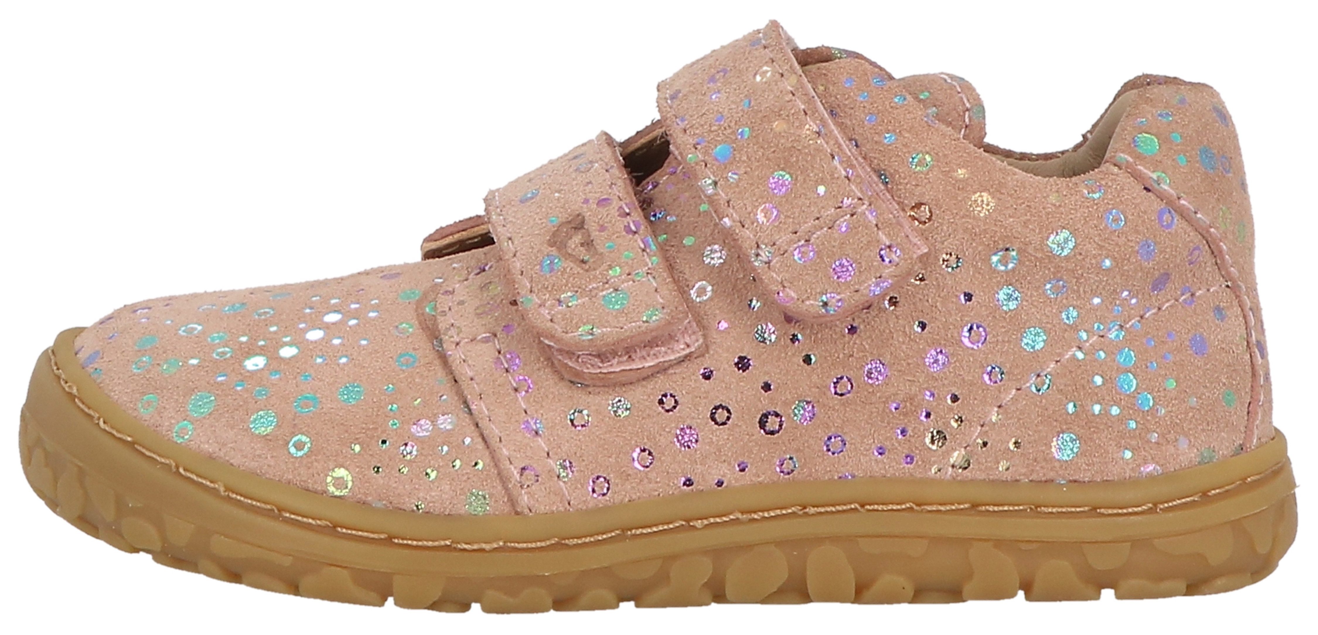Lurchi Barefootschoenen NOAH BAREFOOT , klittenbandschoen, gekleurde glitterprint, maat sjabloon te downloaden