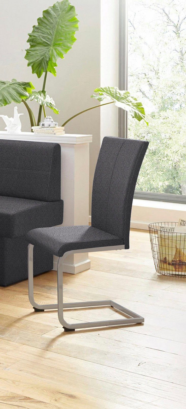 Home affaire Vrijdragende stoel Nils Stoel belastbaar tot 120 kg, frame metaal in chroom-look of zwart (set, 2 stuks)