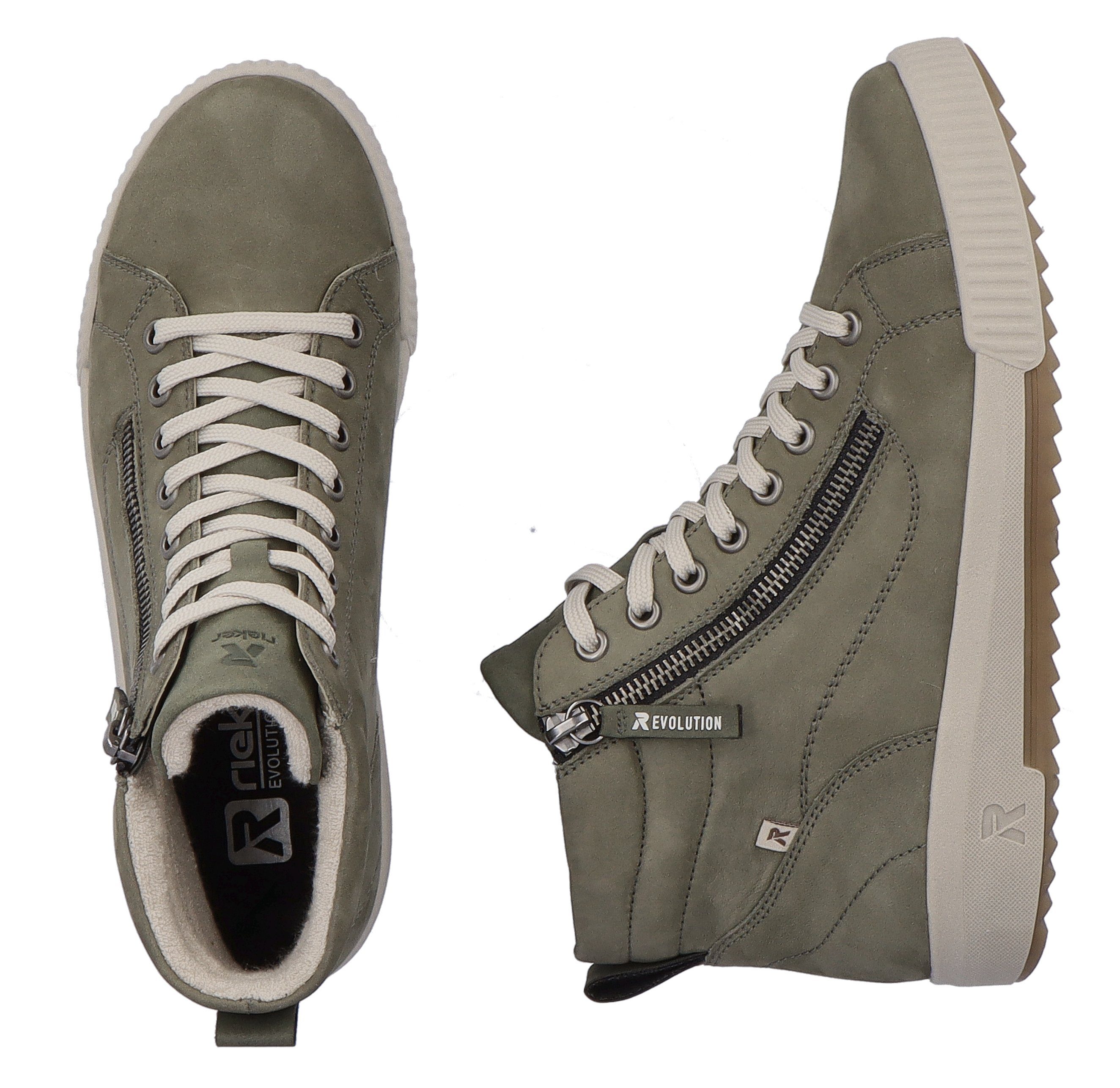RIEKER Sport Hoge veterschoenen ankle boot, high top sneaker, leisure boots with zipper