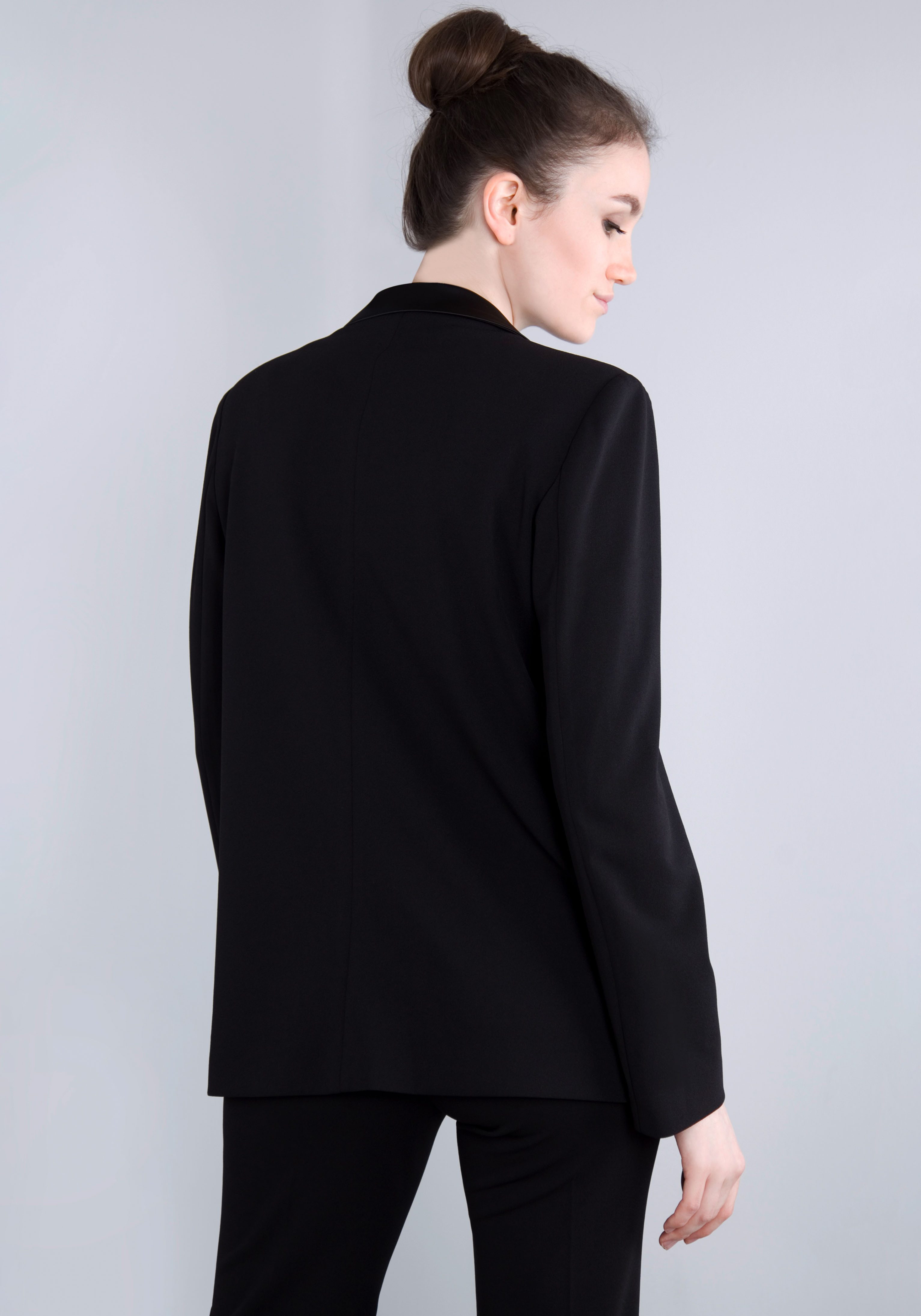 IMPERIAL Lange blazer met satijnen details en stretch