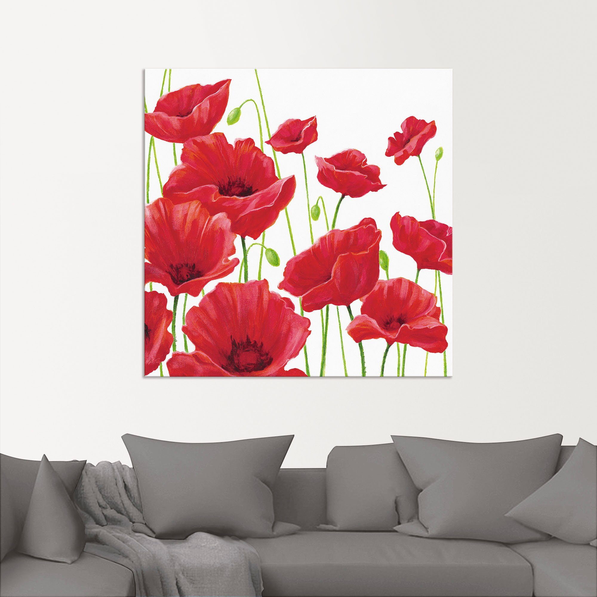 Artland Artprint Rode klaprozen I als artprint van aluminium, artprint voor buiten, artprint op linnen, poster, muursticker
