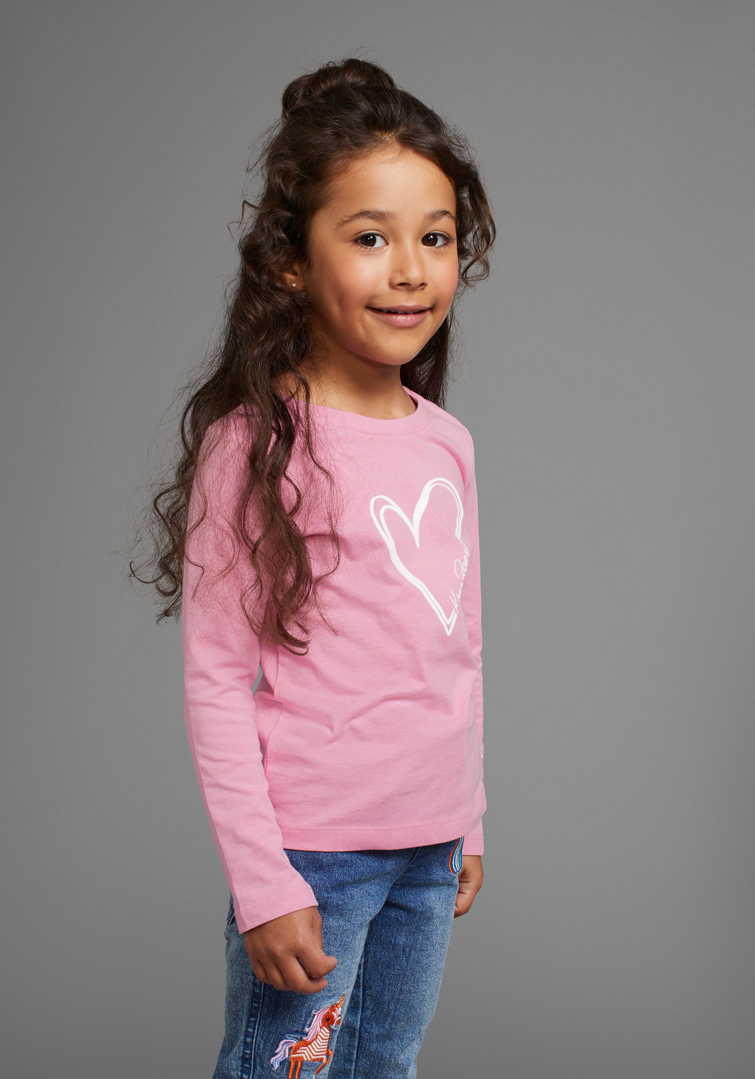 KangaROOS Shirt met lange mouwen Voor kleine meisjes , schattige logo-opdruk meisjes shirts met lange mouwen maat 140/146 roze