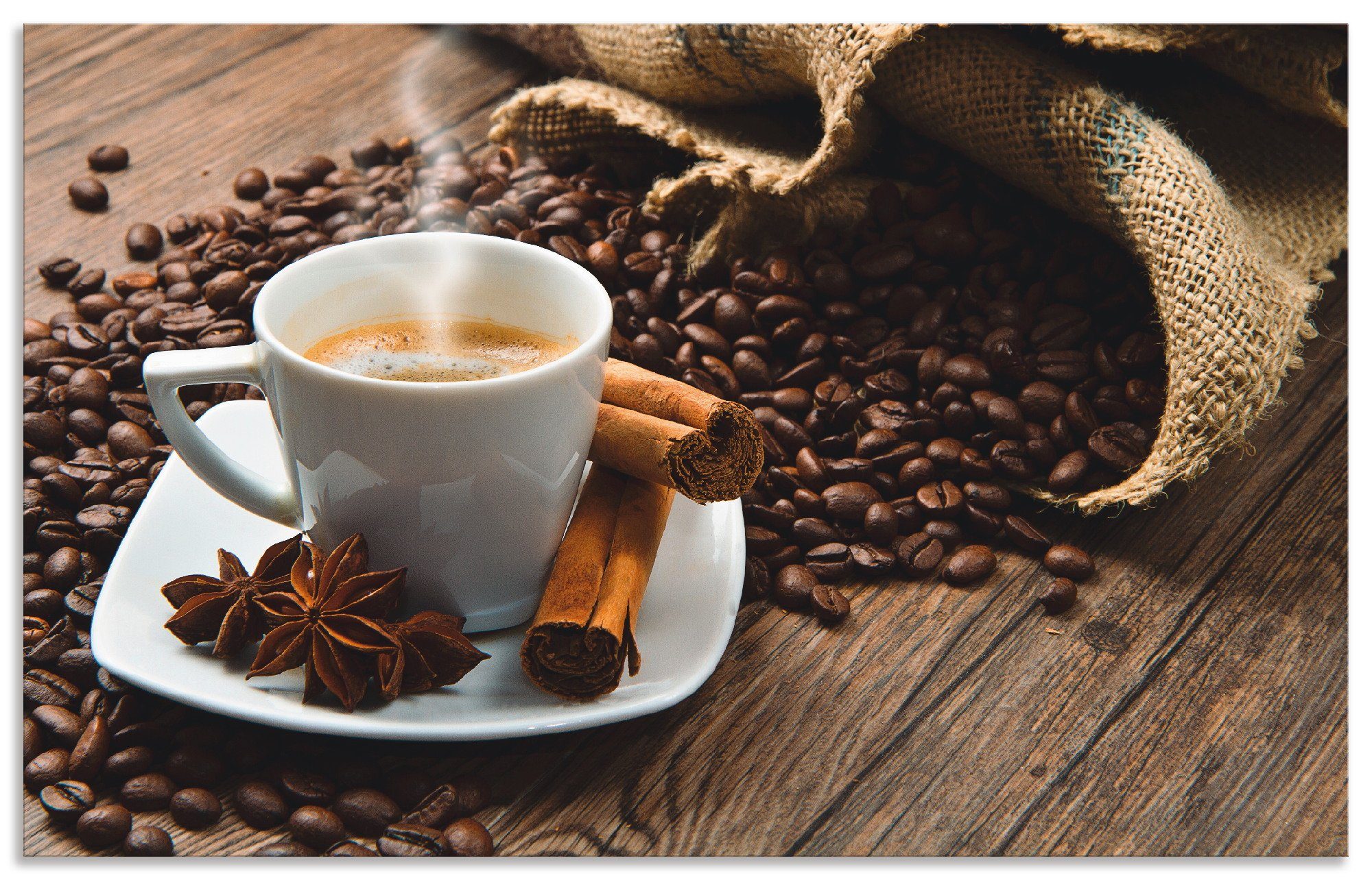 Artland keukenwand Kaffeetasse Leinensack mit Kaffeebohnen