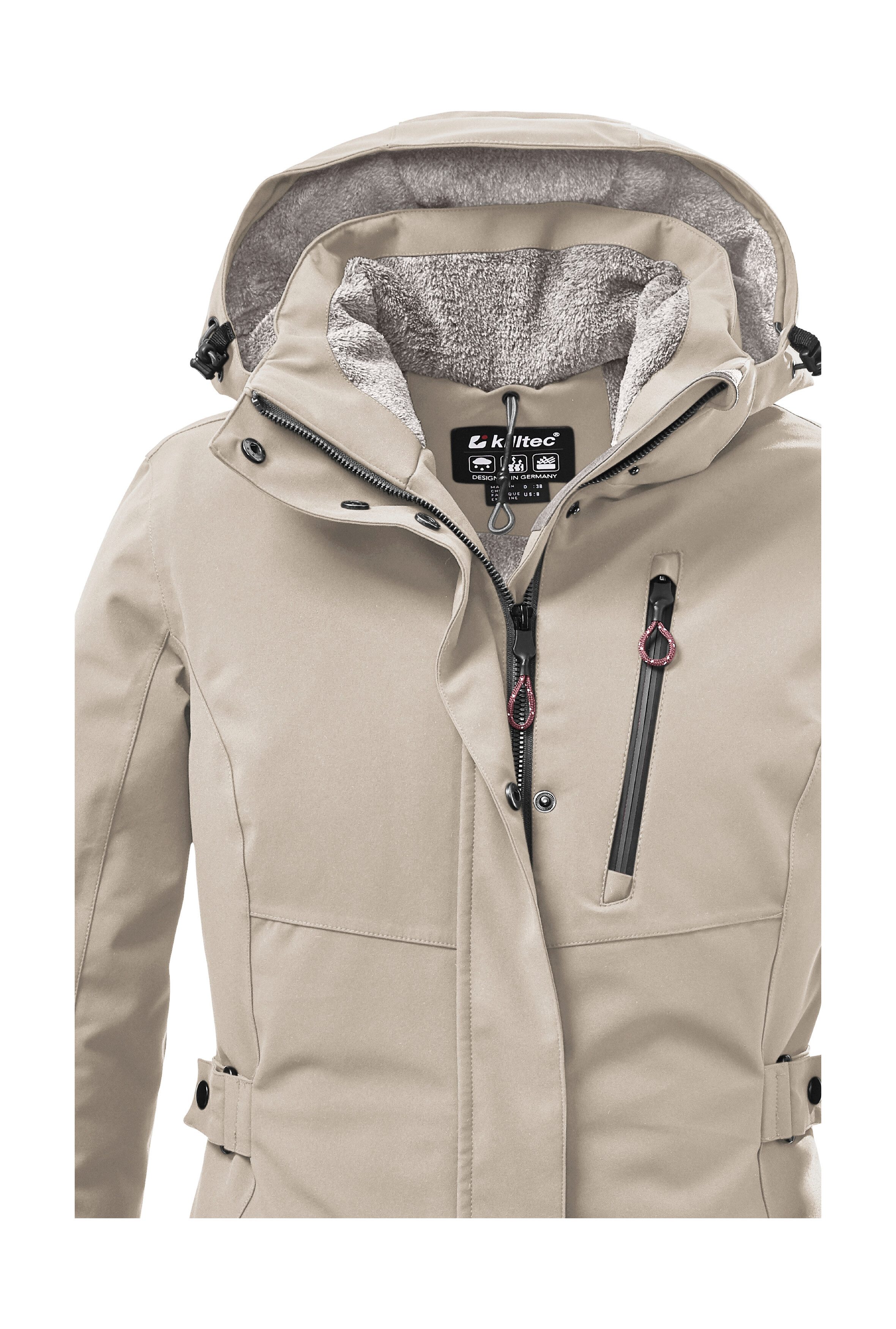 Killtec Parka KOW 165 WMN PRK Water- en winddichte parka met teddyfleece en afneembare capuchon