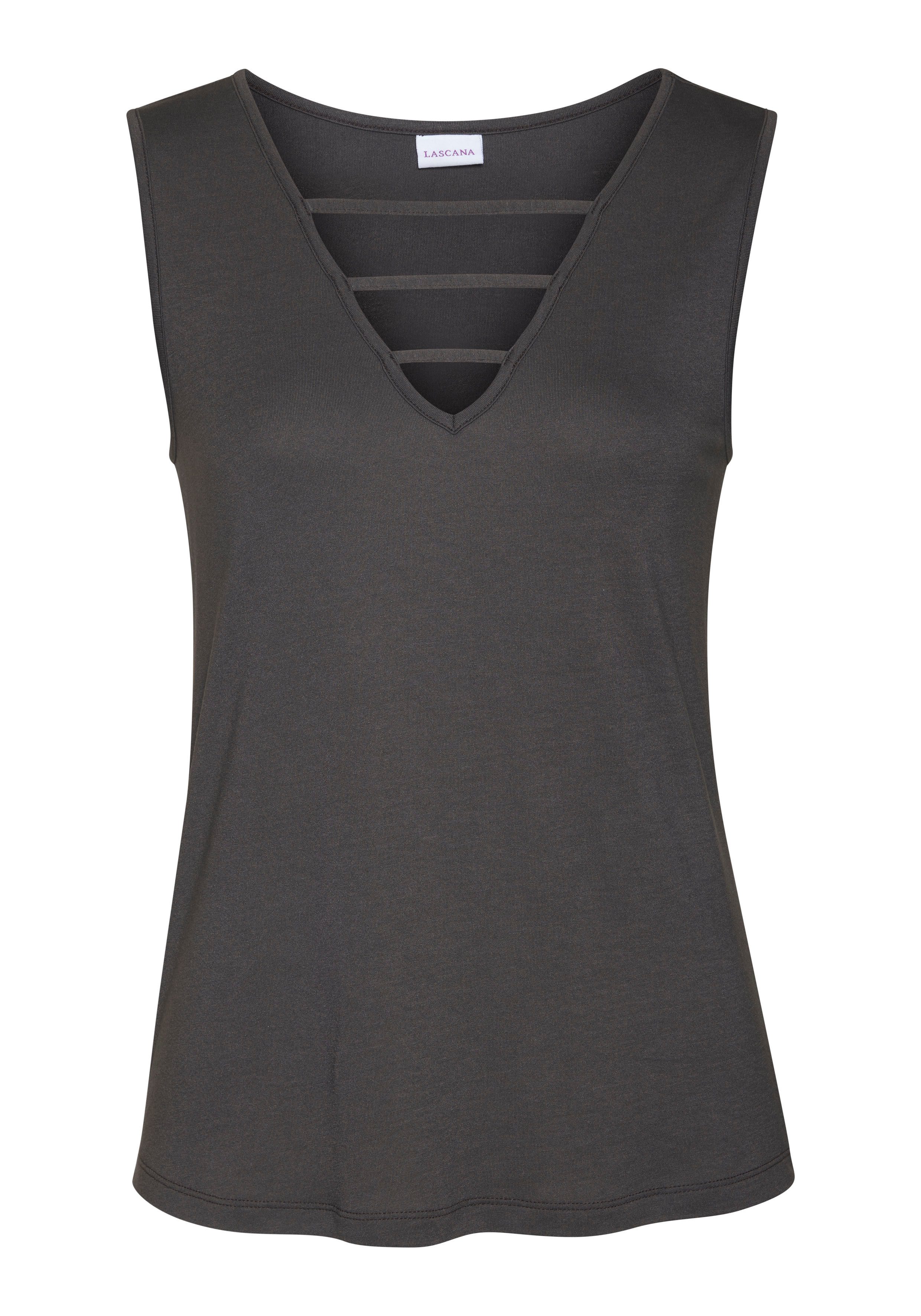 Lascana Tanktop met sierbanden, jerseytop, modieuze damestop