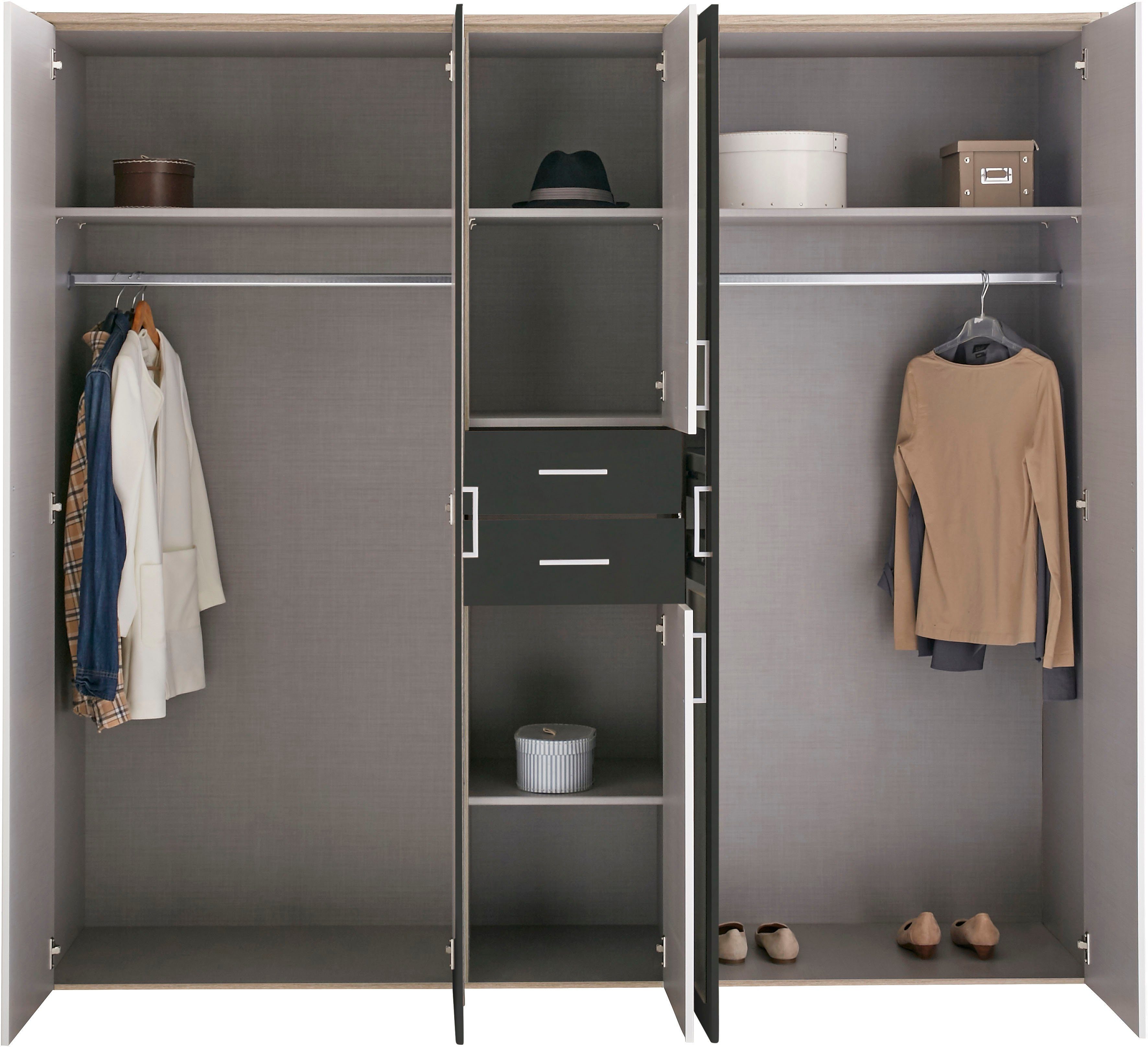 Wimex Kledingkast Diver draaideurkast met spiegel, 180, 225 of 270cm breed Bestseller slaapkamerkast optioneel met 3 binneninrichtingen