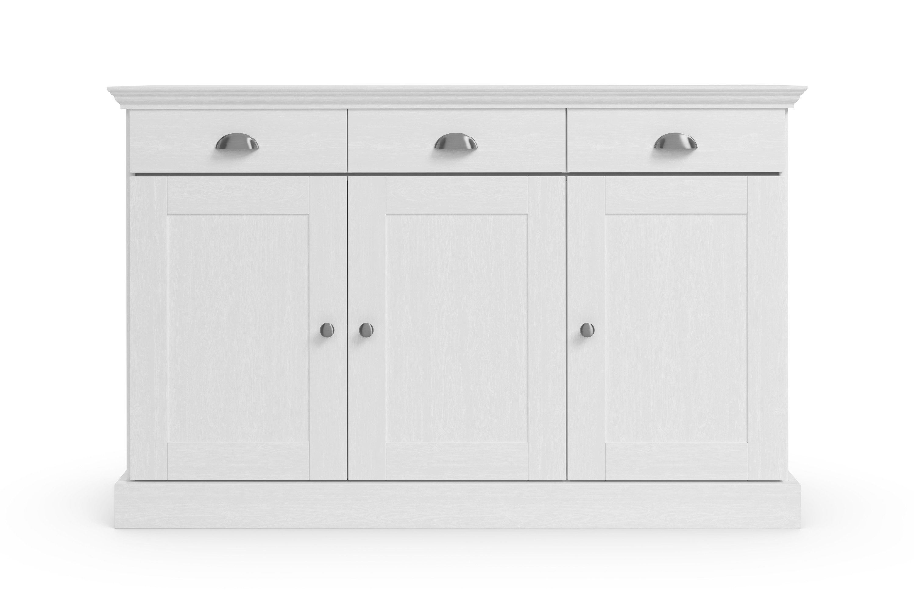 Home affaire Dressoir Motala Commode, 3 lades en 2 verstelbare planken, breedte 125 cm
