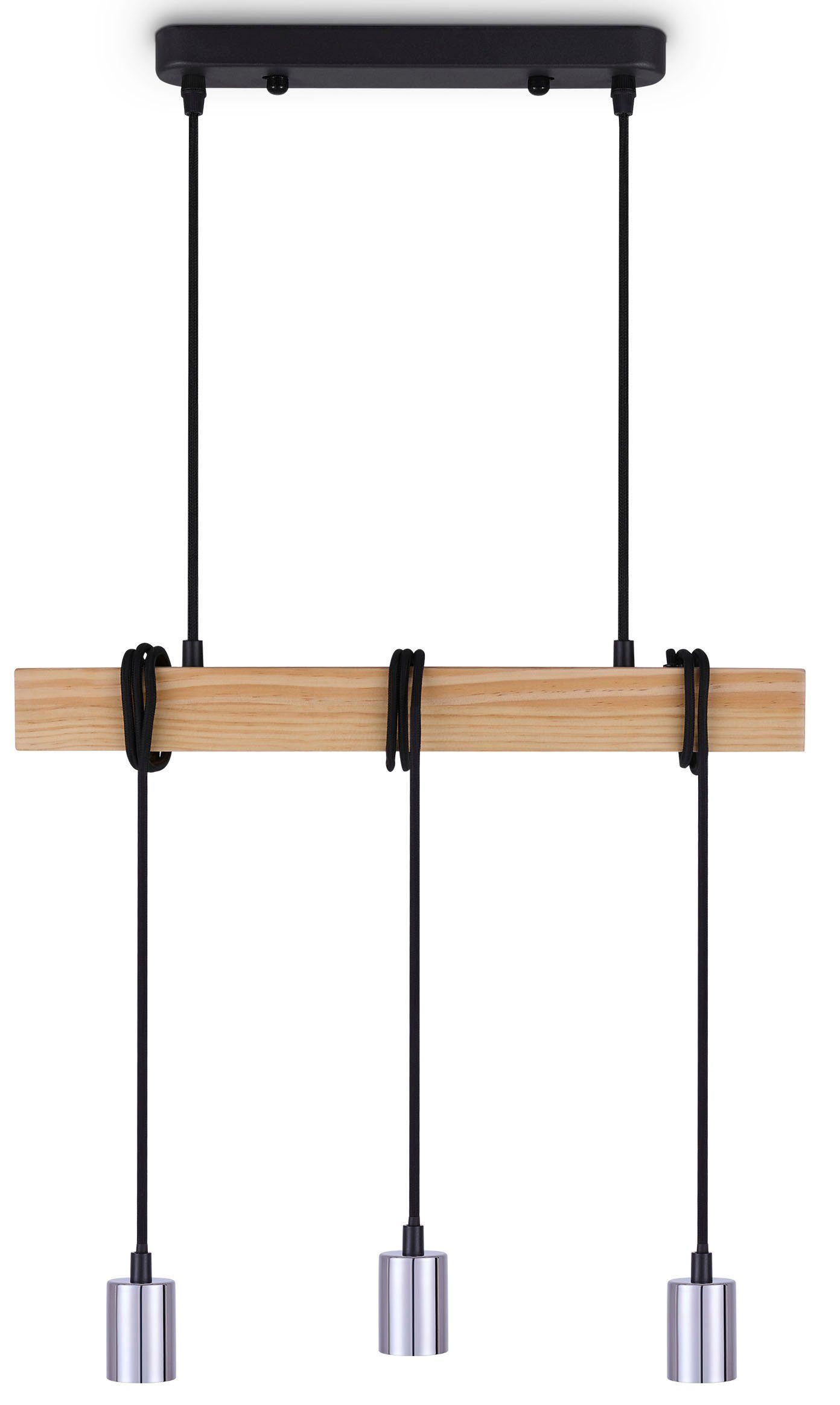 Paco Home Hanglamp Sina LED pendellamp hanglamp woonkamer eetkamer vintage hout 3x E27