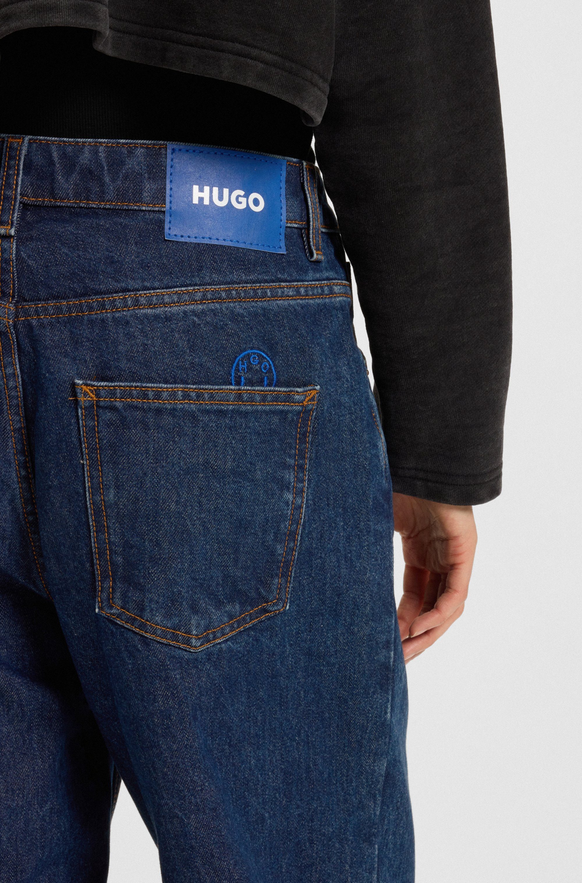 HUGO Blue Relax fit jeans Leni met kenmerkende borduurwerk