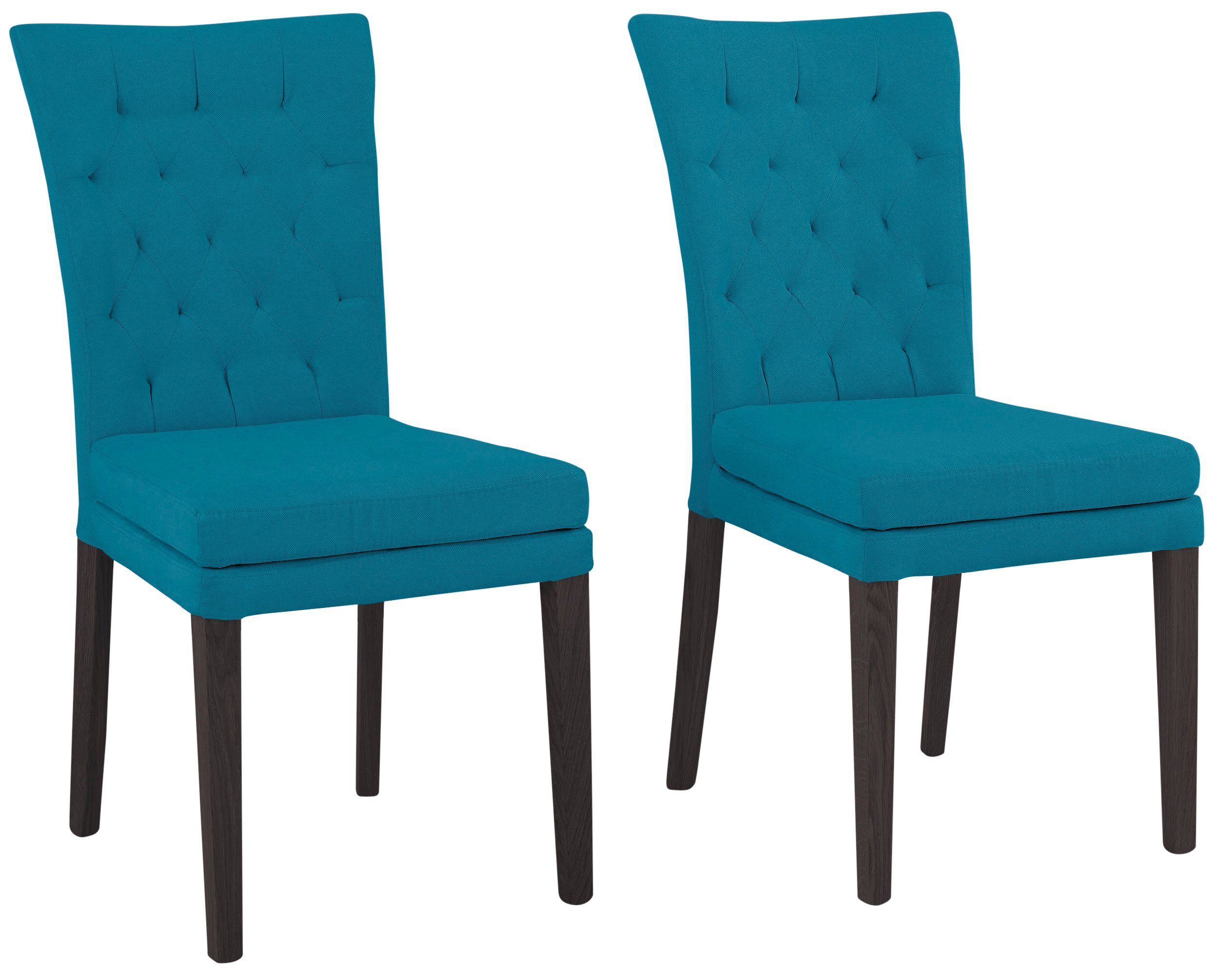 Home affaire Stoel met 4 poten Colorado Poten van beuken, wengékleurig gelakt, in set van 2, 4 of 6 gestoffeerde stoelen maat Luxe-microvezel groen