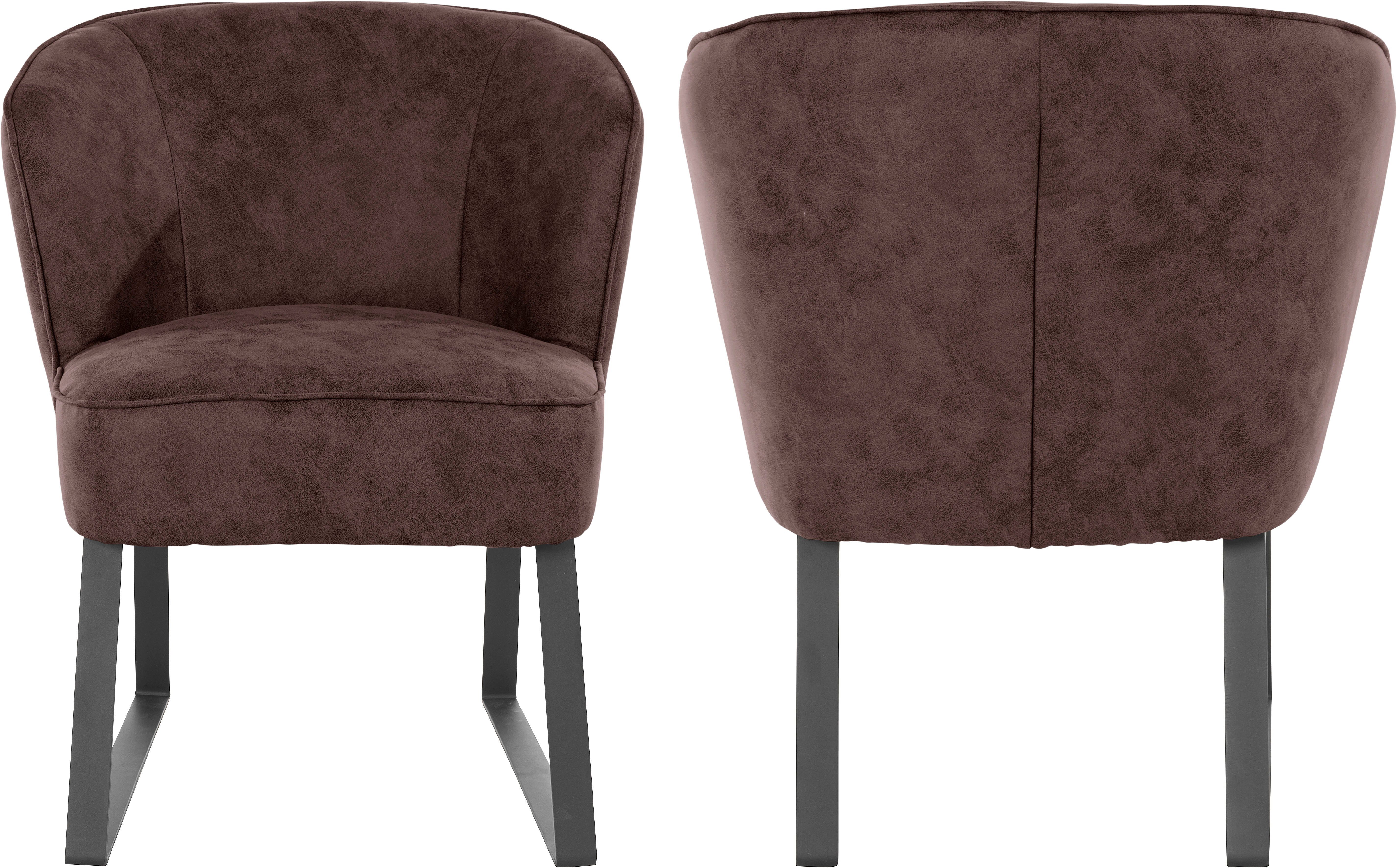 exxpo - sofa fashion Fauteuil Americano, loungestoel met bies en metalen poten, verschillende typen bekleding, 1 stuk