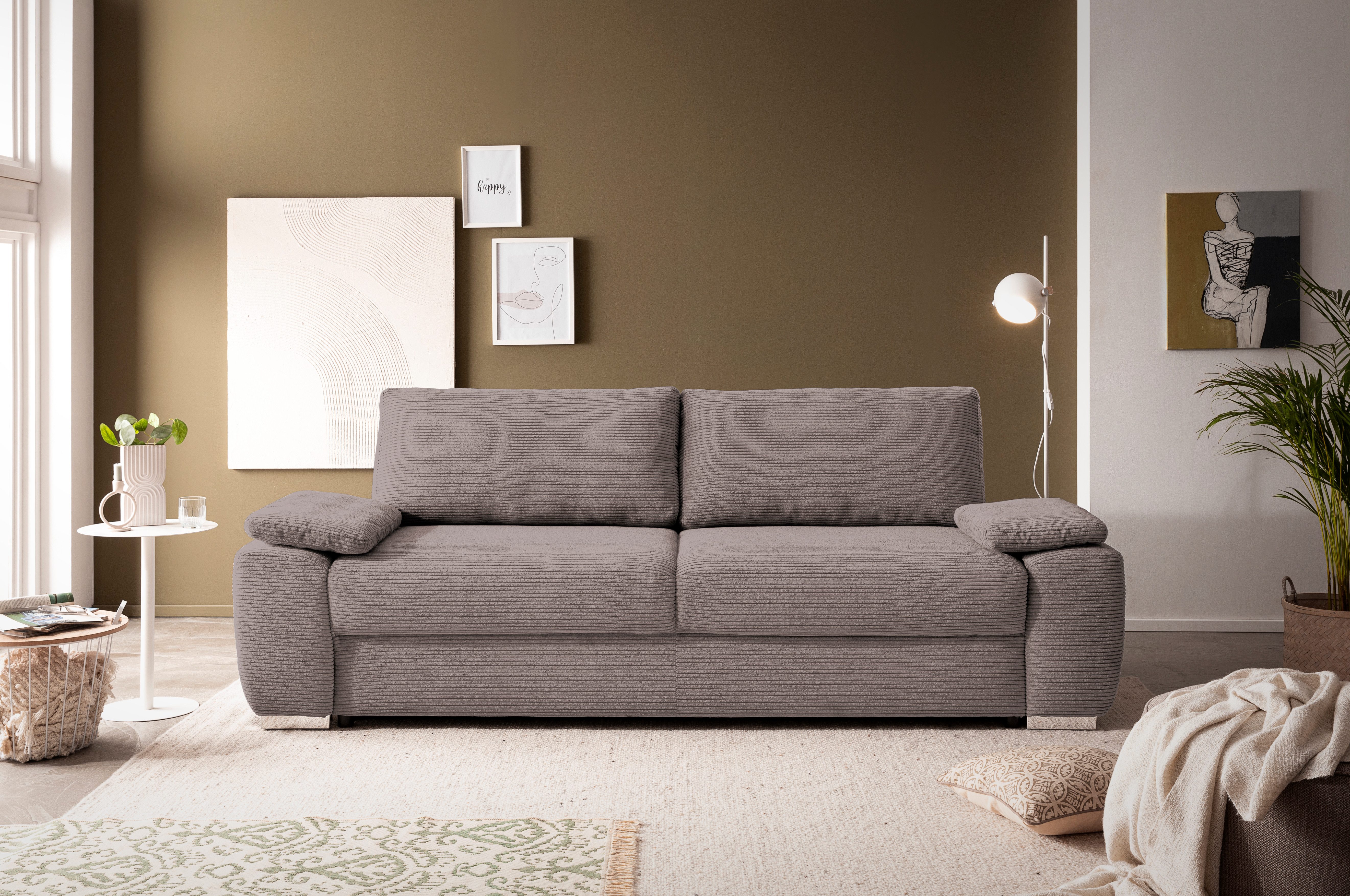 exxpo - sofa fashion 2-zitsbank SOLSBURY, bank, slaapbank incl. pocketvering-bekleding, bedfunctie en opbergruimte, in cord