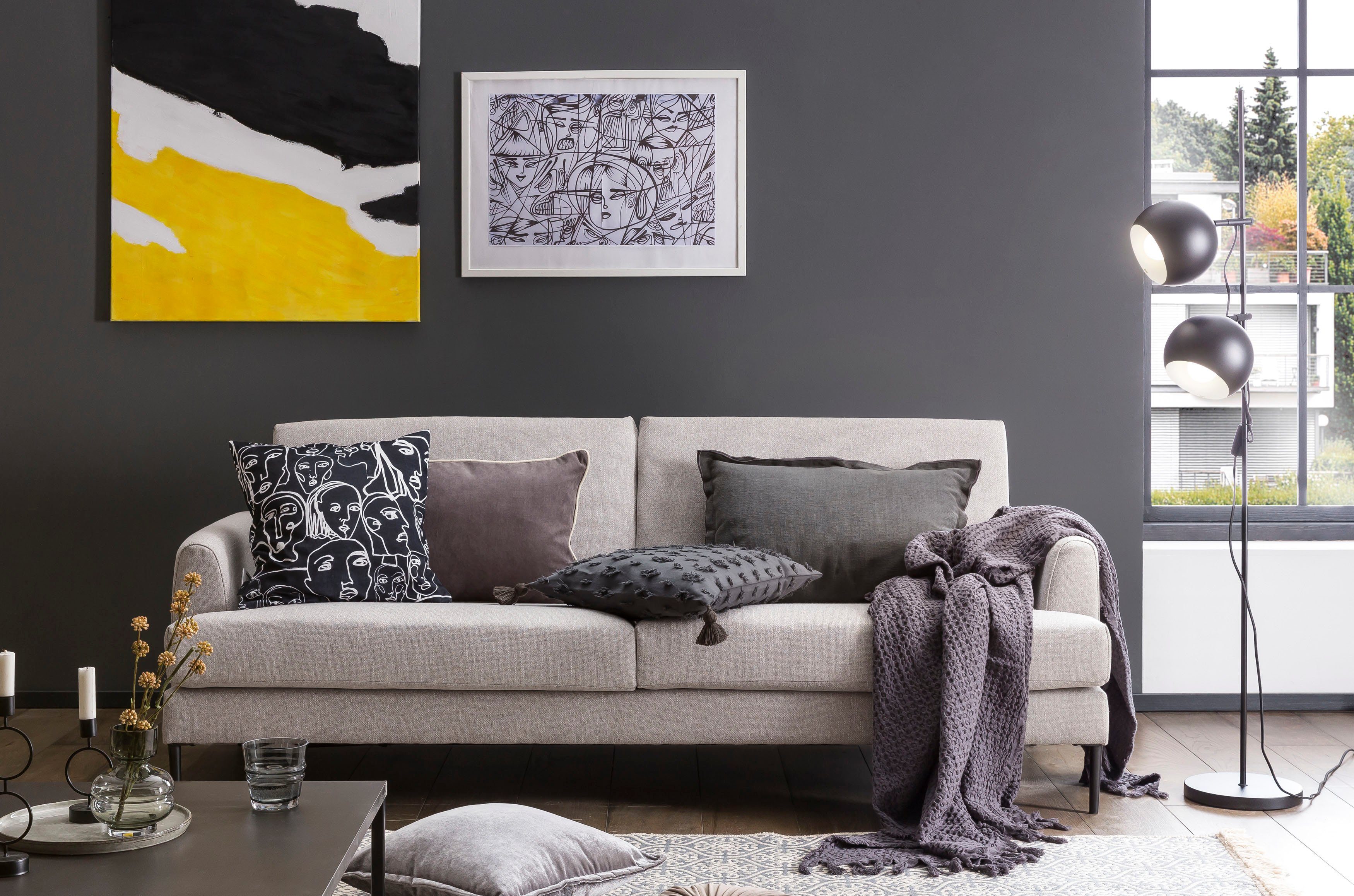 done.® Sierkussen Velours print black Crowd Aan beide kanten gedessineerde kussenovertrek zonder vulling(1 stuk)