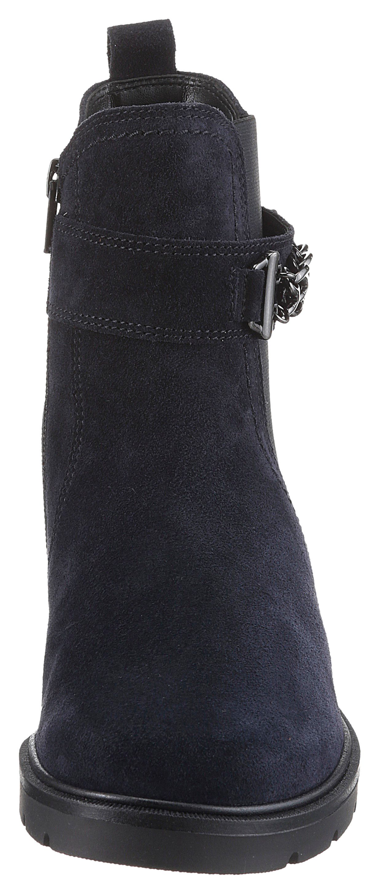 Gabor Chelsea-boots blokhak, herfstmode, enkellaars met decoratieve ketting aan de schacht