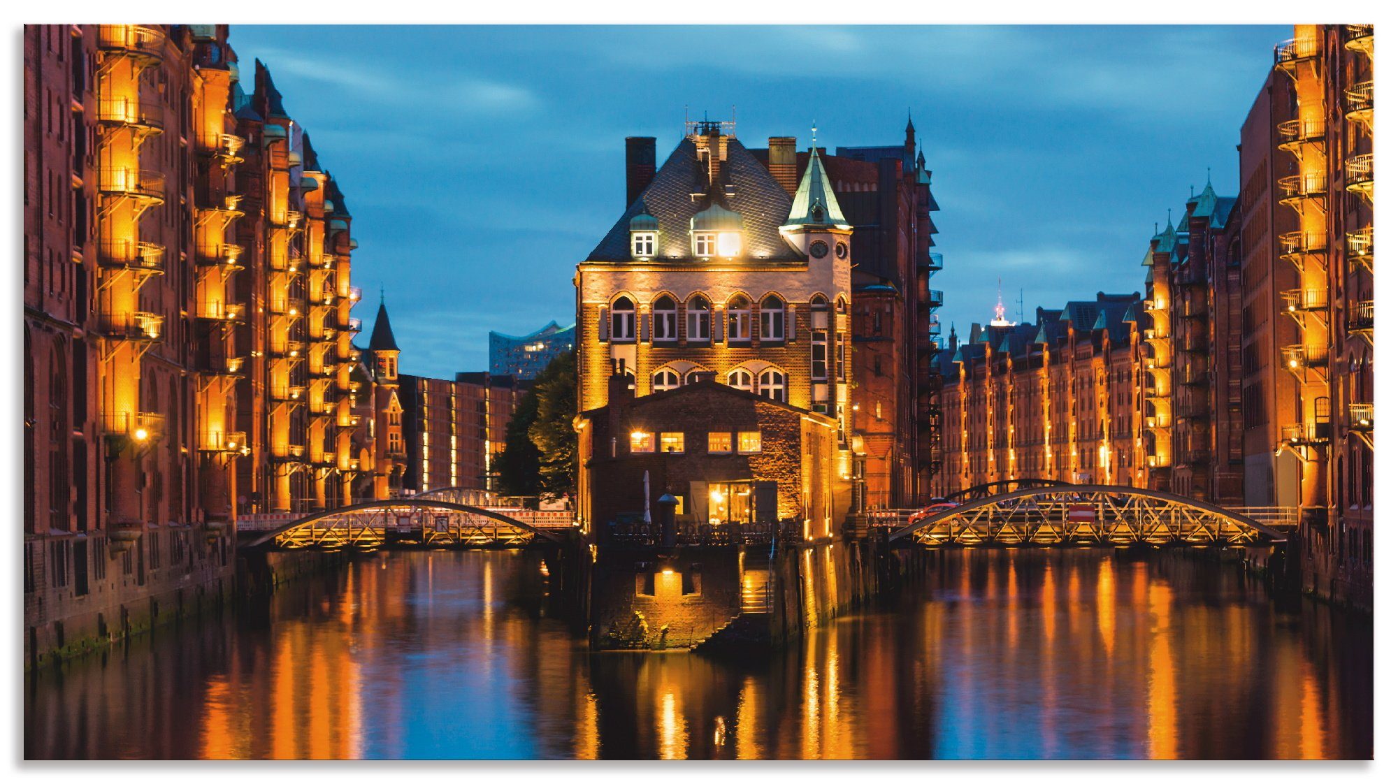 Artland Keukenwand Deel van de oude Speicherstadt in Hamburg zelfklevend in vele maten - spatscherm keuken achter kookplaat en spoelbak als wandbescherming tegen vet, water en vuil