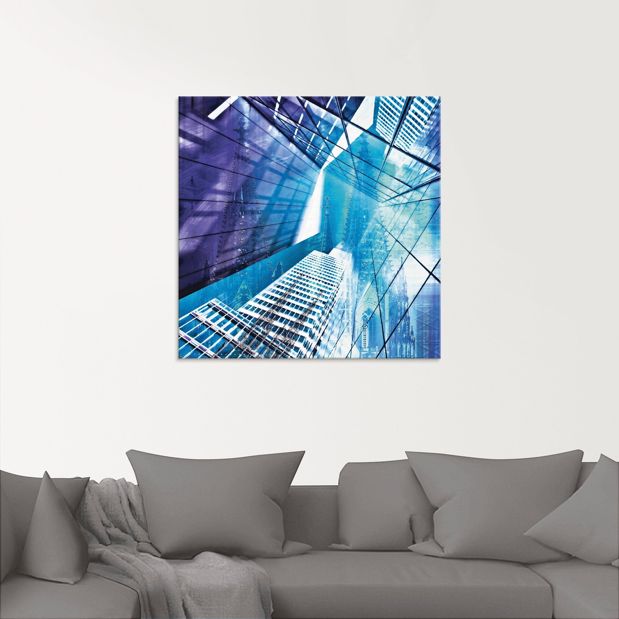 Artland Print op glas Keulen Skyline abstracte collage 11