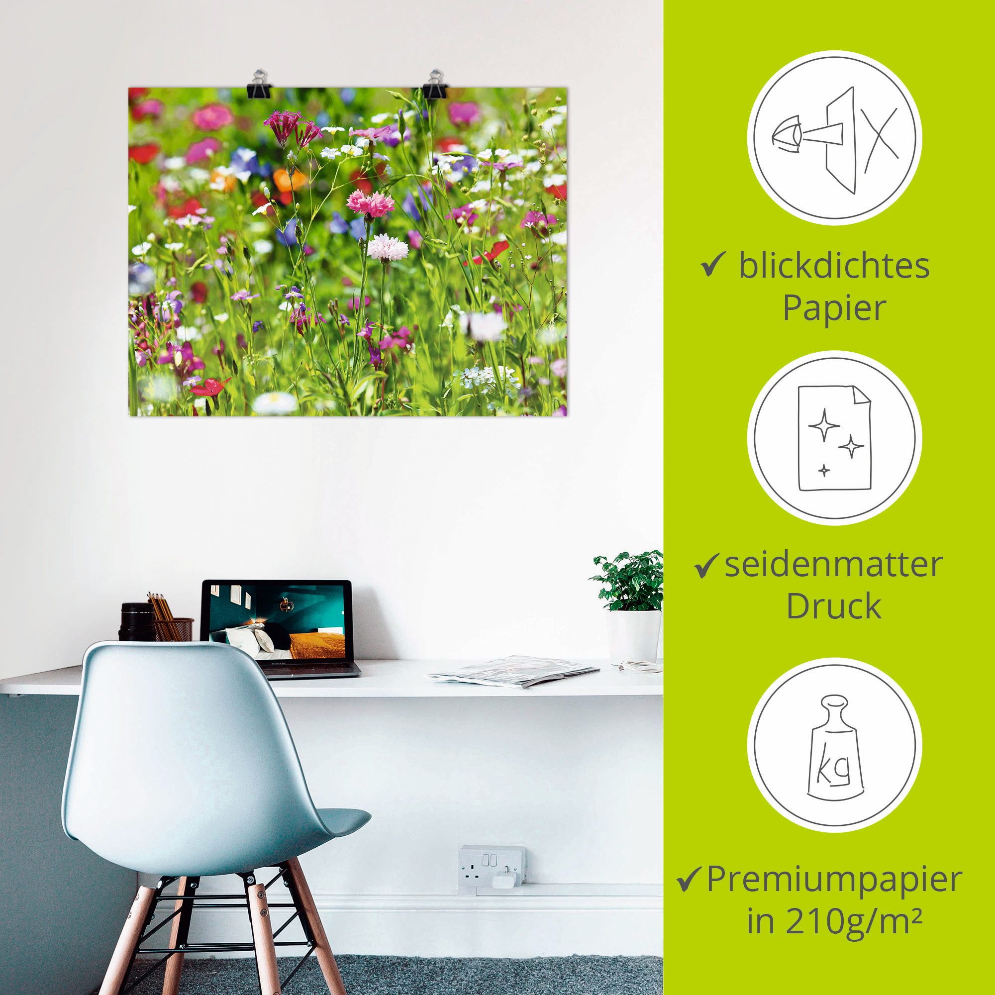 Artland Artprint Bloemenweide I als artprint op linnen, poster in verschillende formaten maten