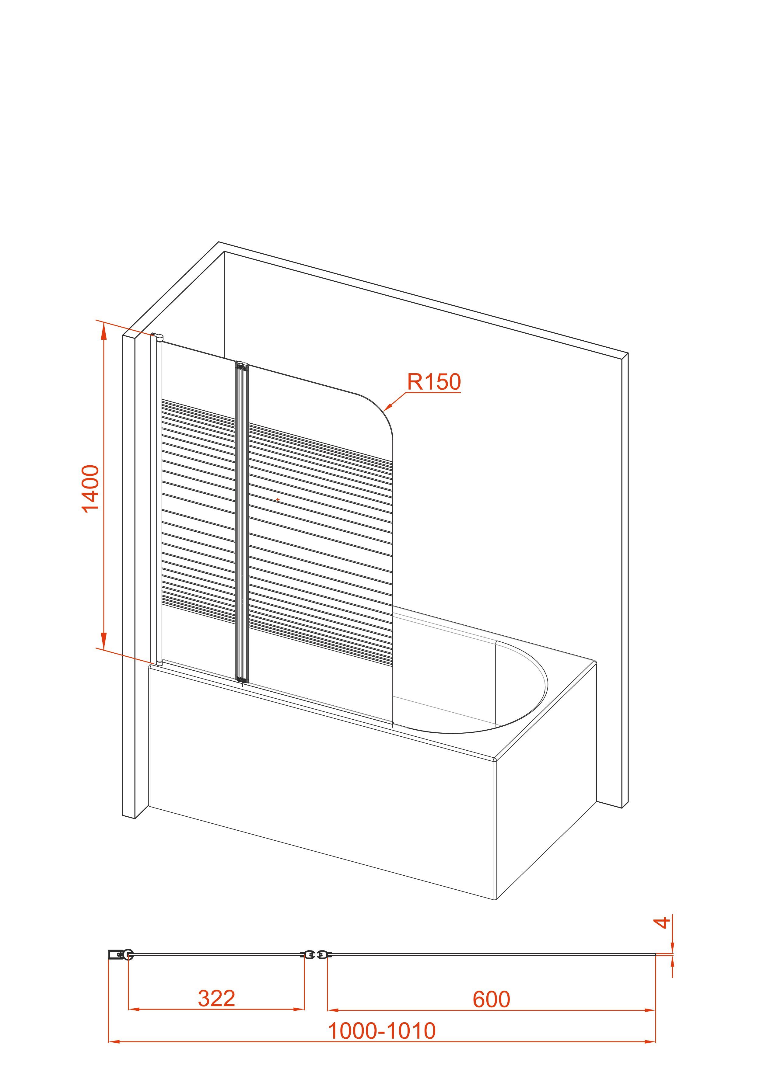 Marwell Badscherm White stripes 2-delig, bxh: 100x140 cm, 100 cm x 3 cm