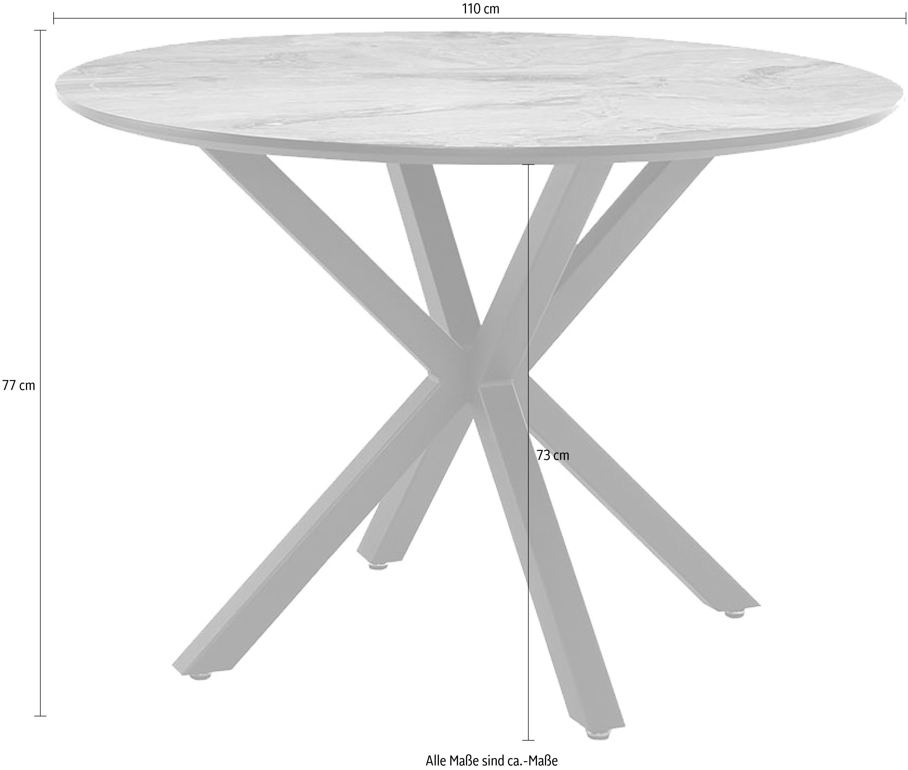 Jockenhöfer Gruppe Eettafel Ontario rond, 110 cm ø, marmerlook, metalen onderstel