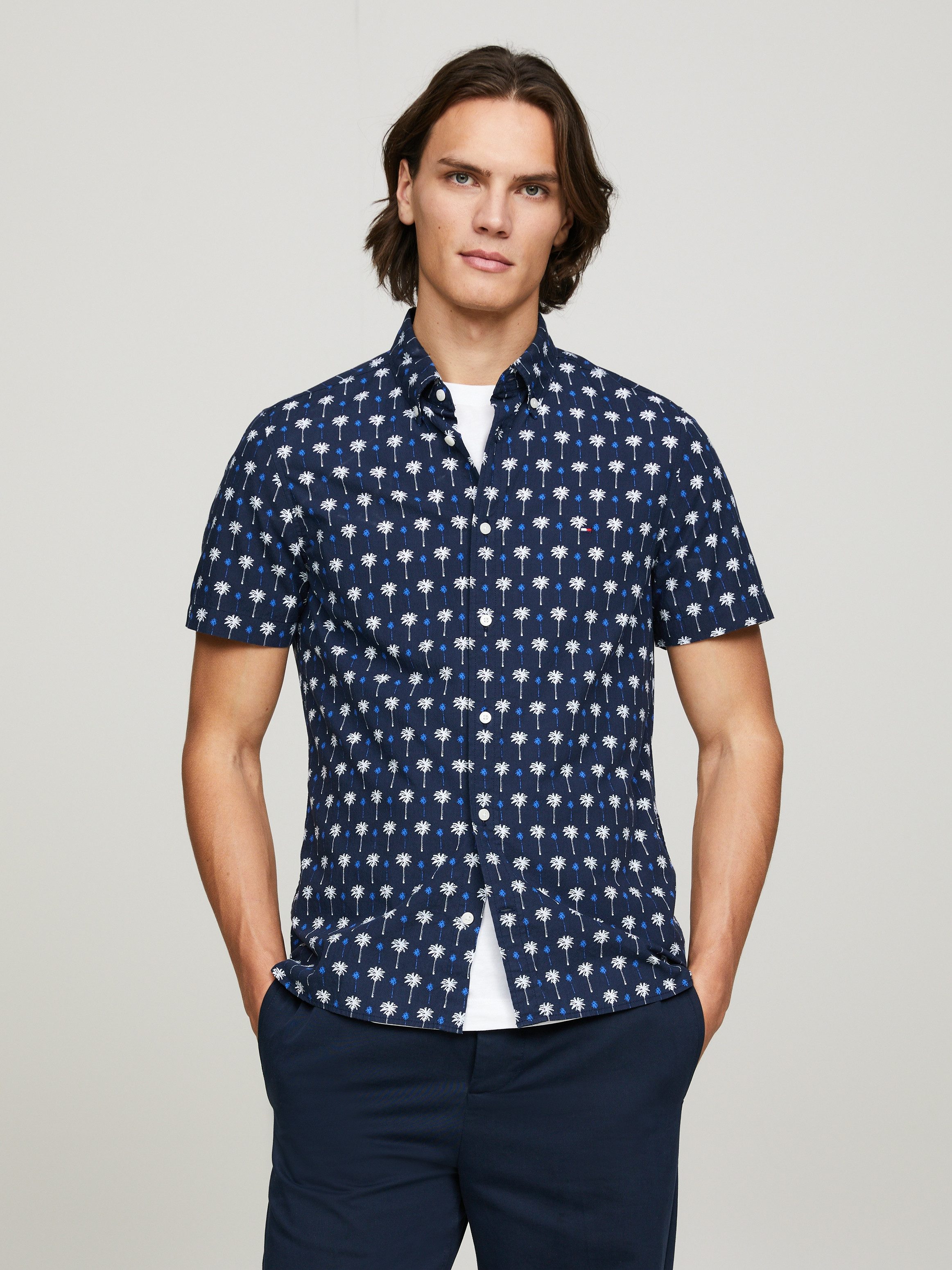 Tommy Hilfiger Overhemd met korte mouwen MINI PALM PRINT SF SHIRT