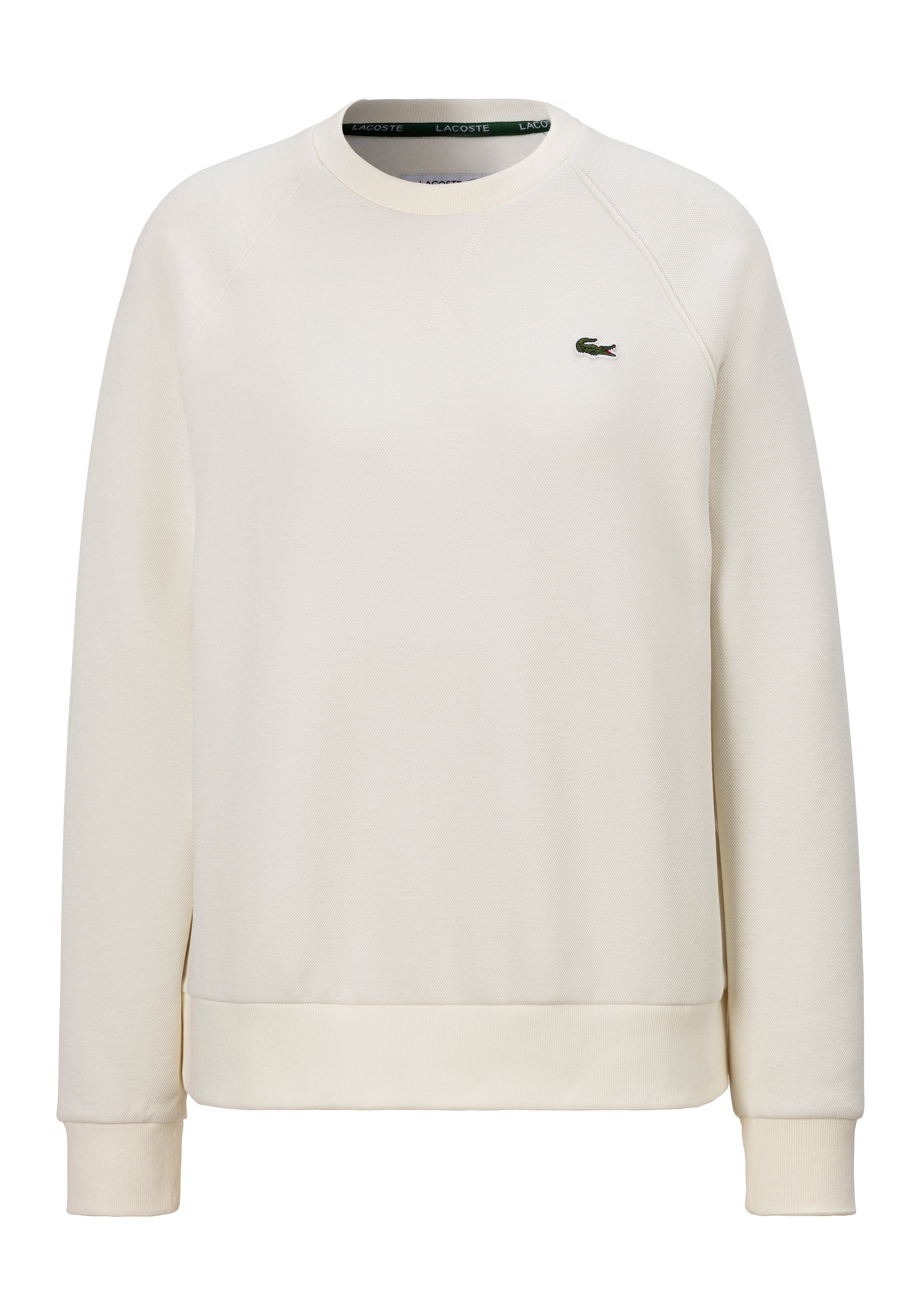 Lacoste Small Logo Crew Sweatshirt White- Dames White