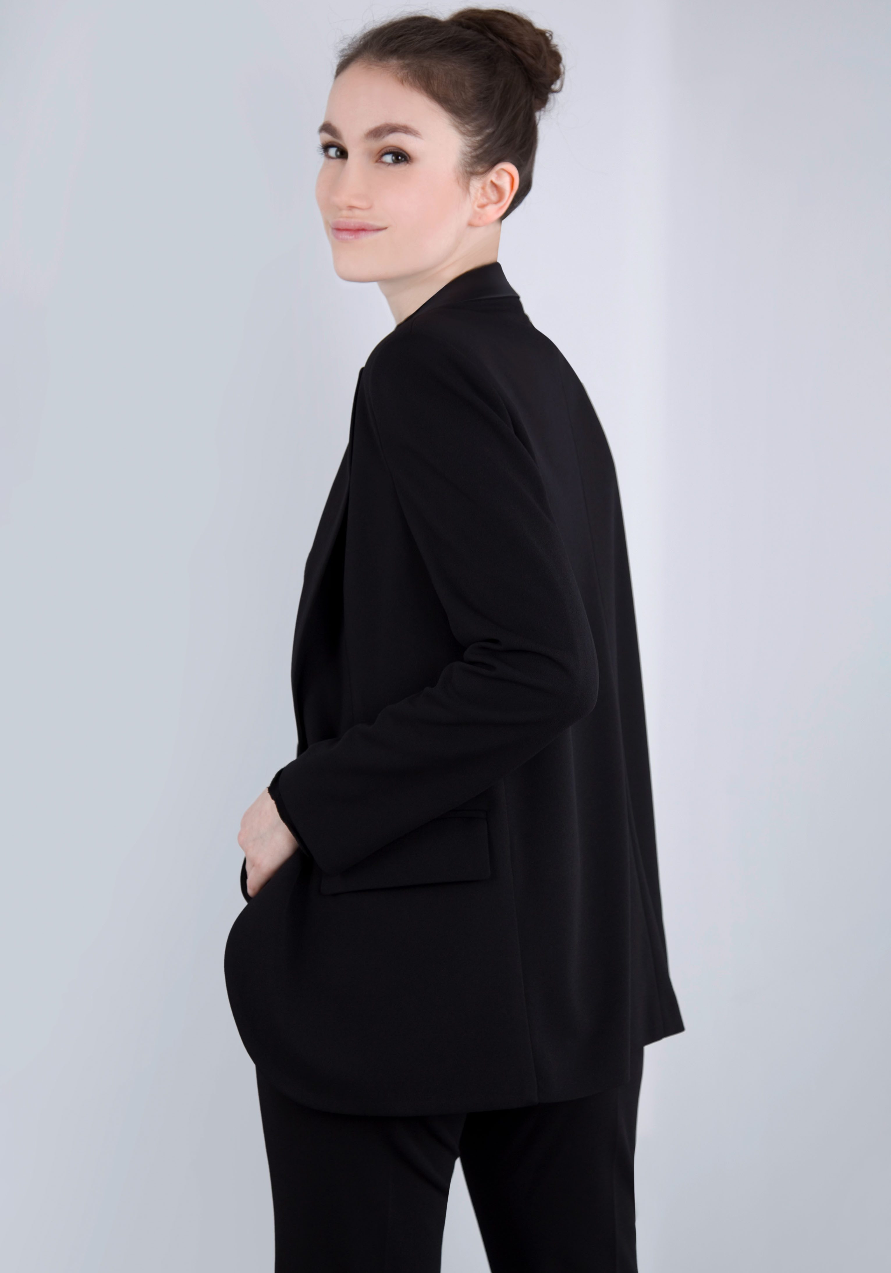 IMPERIAL Lange blazer met satijnen details en stretch