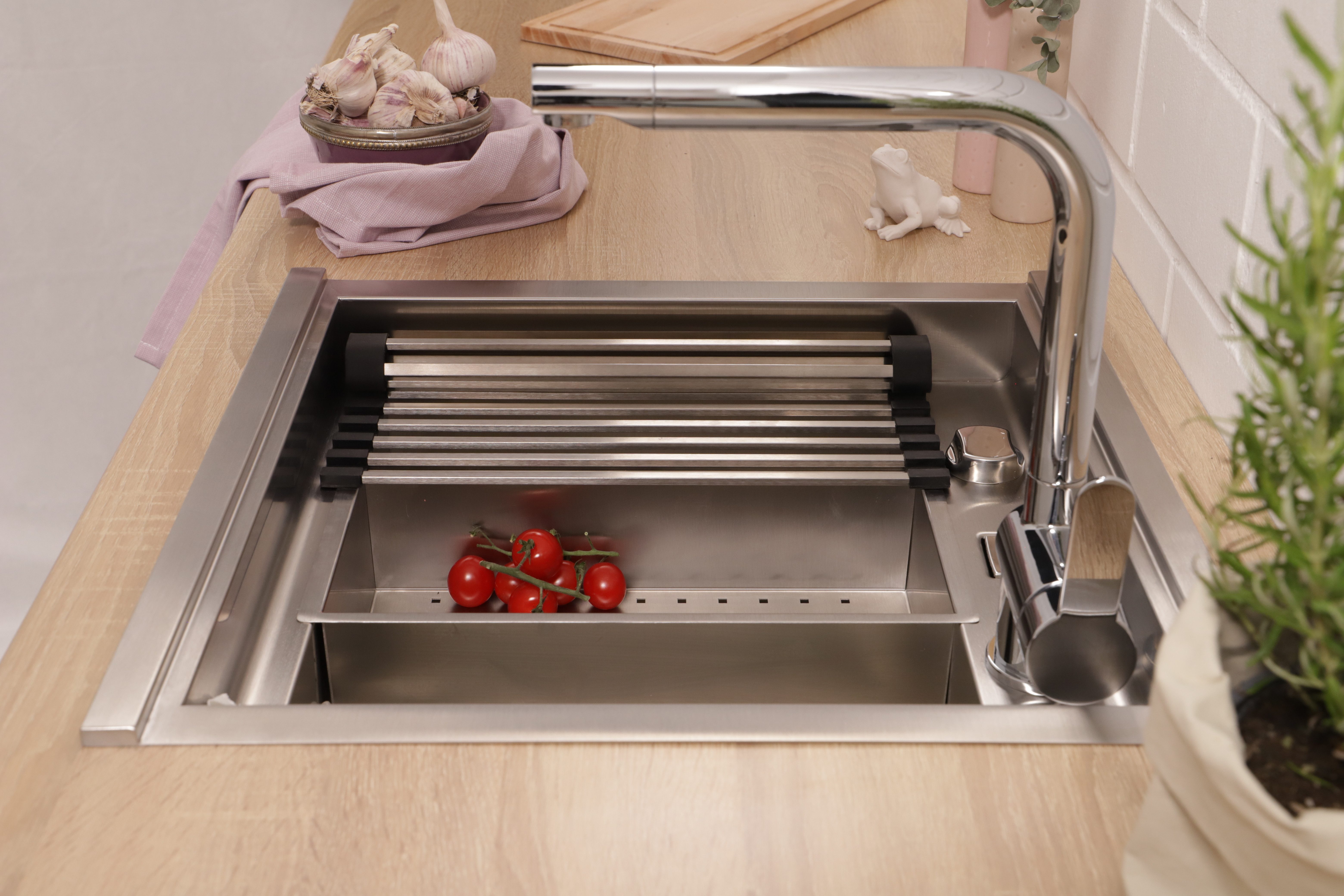 RESPEKTA Rvs spoelbak California 52x50 cm, workstation, met accessoires