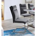 mca furniture vrijdragende stoel pia stoel belastbaar tot 120 kg, kussen-look (set, 2 stuks) grijs