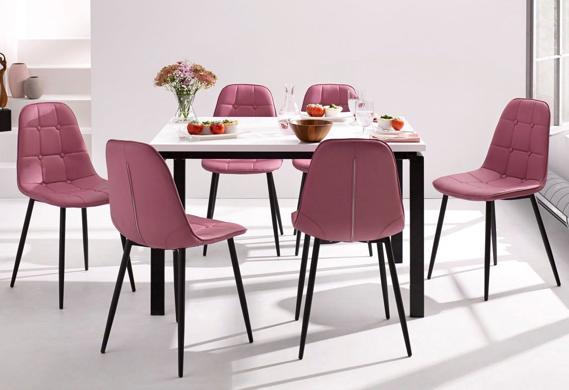 INOSIGN Eethoek Sabine + Luna Eettafel, breedte 120 cm en 4 eetkamerstoelen, overtrekstof in imitatieleer (set, 5-delig)