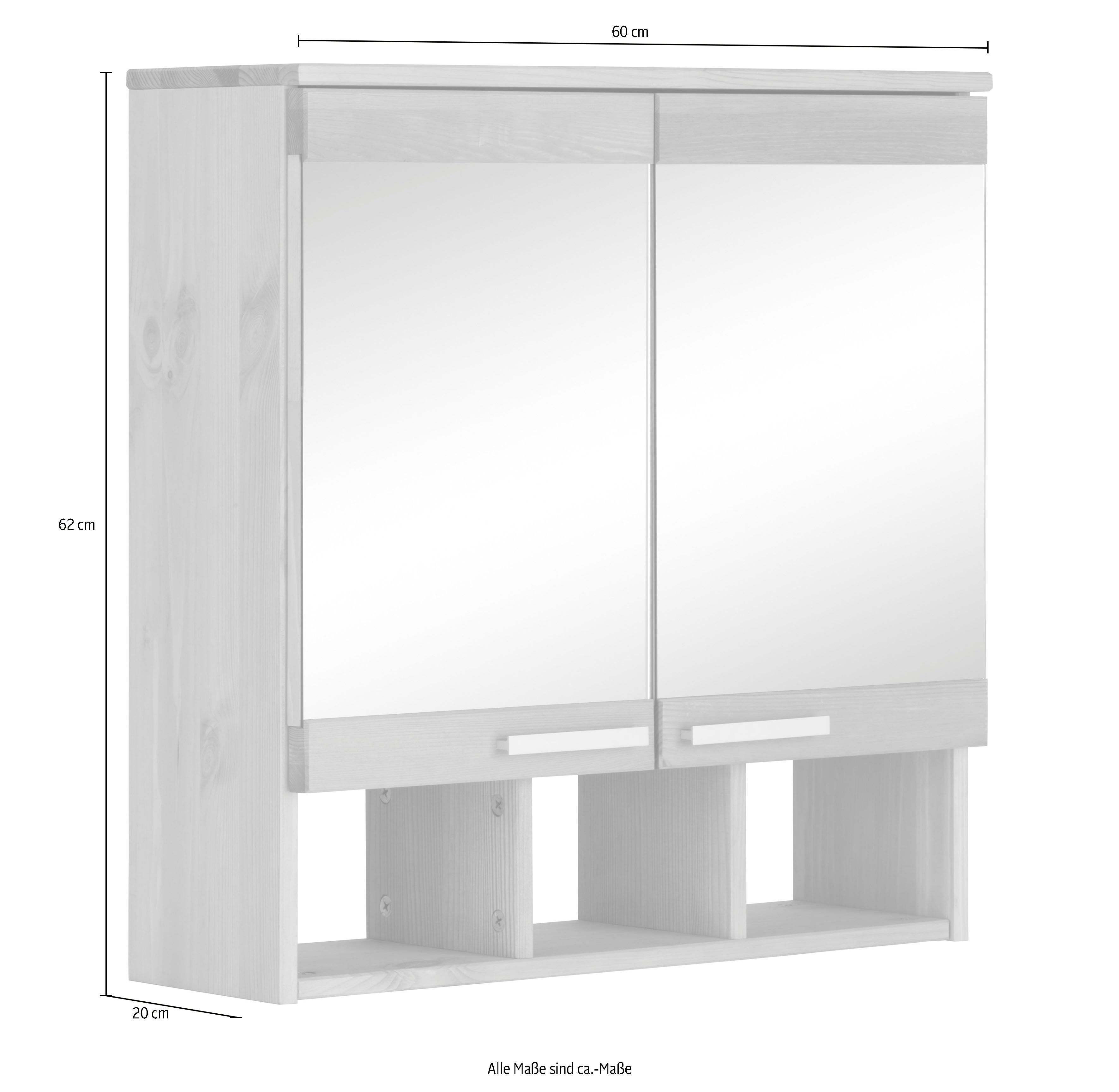 Home affaire Spiegelkast Josie Breedte 60 cm, van massief hout, verstelbare plank, metalen grepen