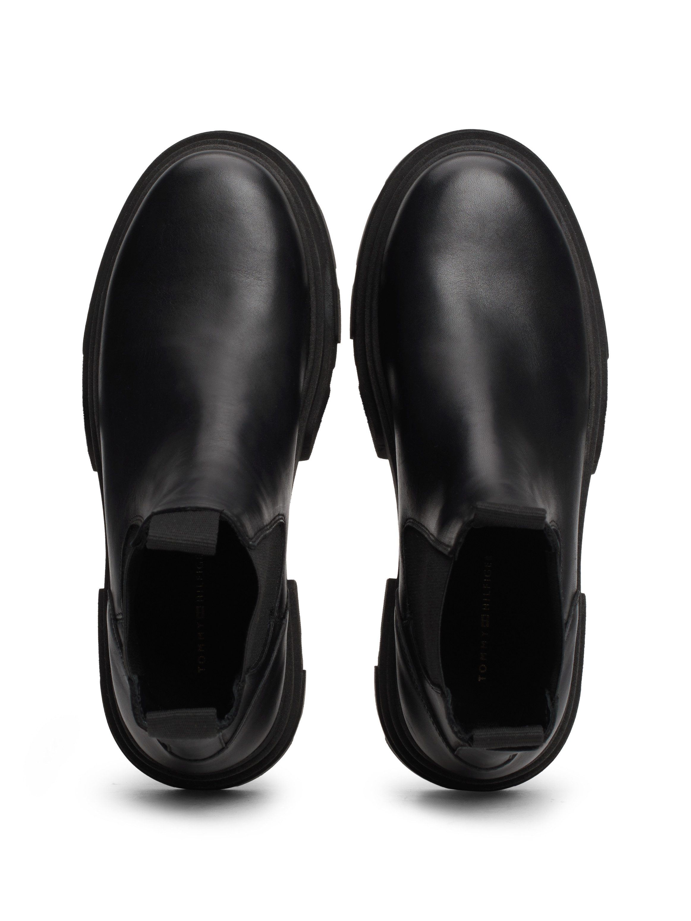 Tommy Hilfiger Chelsea-boots COMBAT LEATHER LOW CHELSEA hakken, enkellaars, chunky boots met twee aantrek-lussen