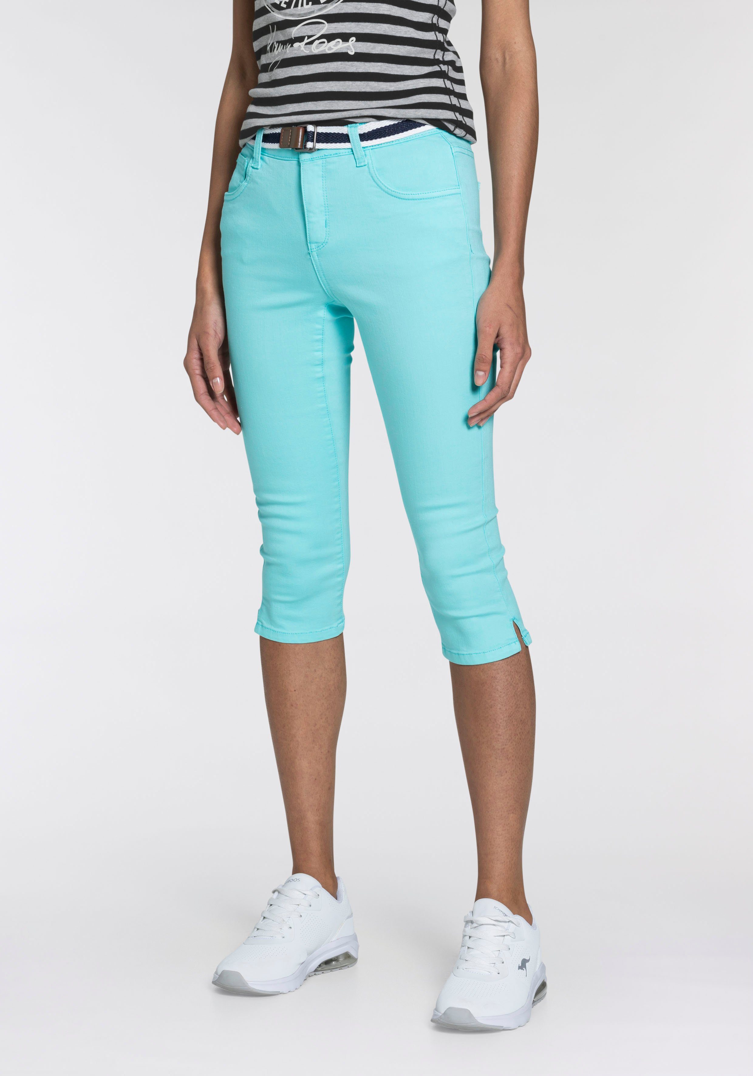 NU 20% KORTING: KangaROOS Capri jeans (set, Met een afneembare riem)