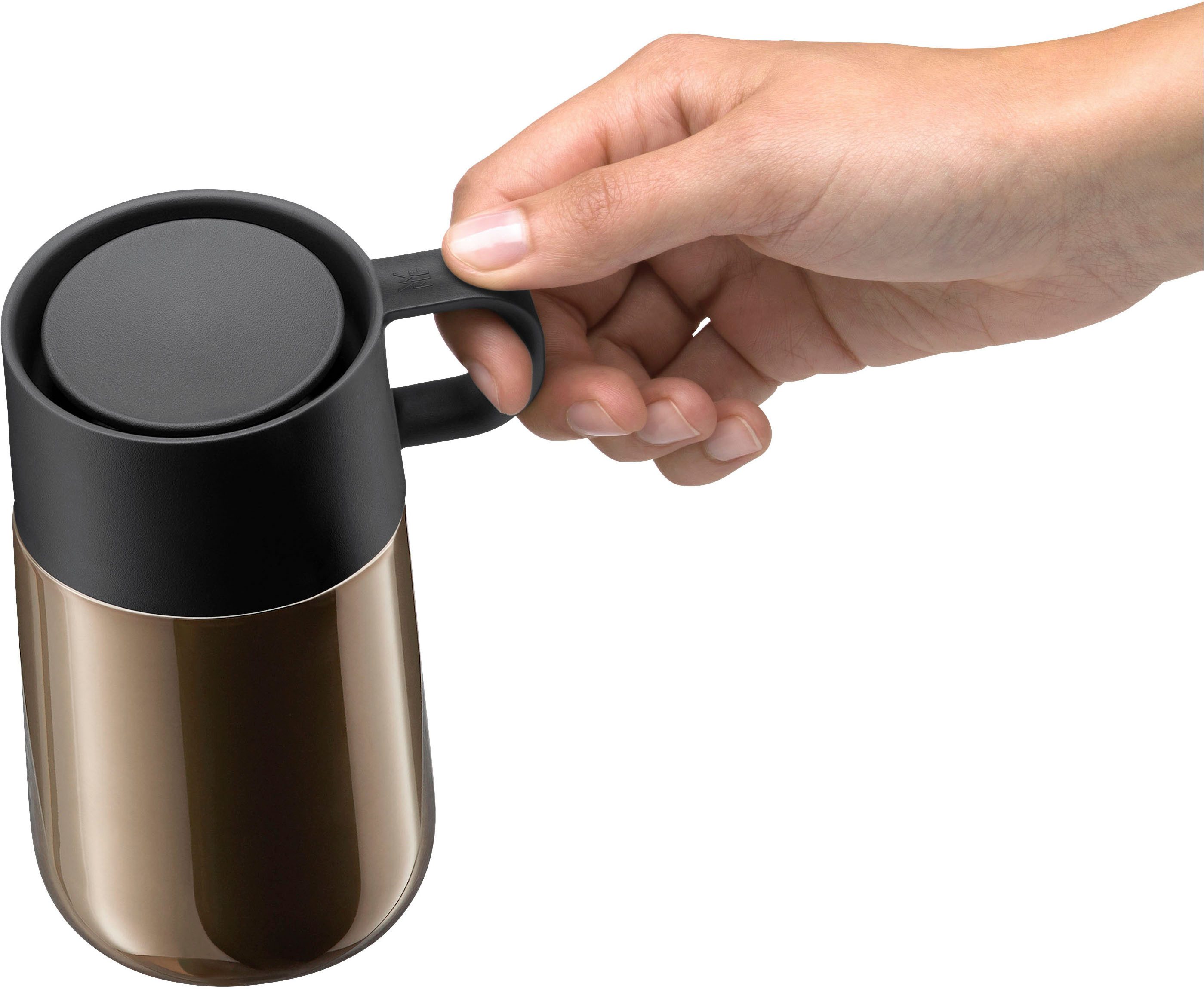 WMF Thermosbeker Impulse Travel Mug dubbelwandig roestvrij staal, lage hoogte, 360°-drinkopening