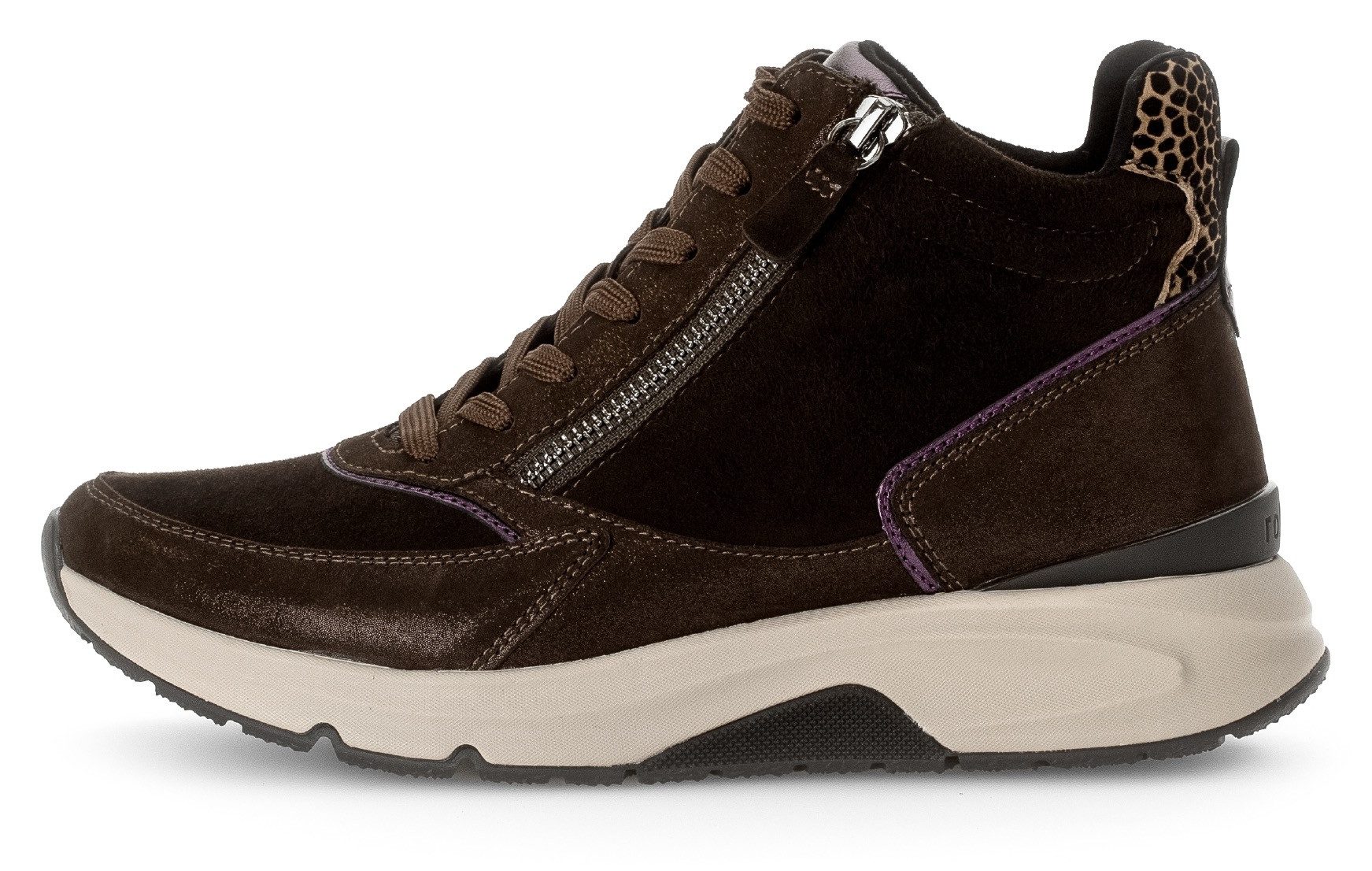 Gabor Rollingsoft Sneakers met sleehak , vrijetijdsschoen, veterschoen, veterschoenen met uitneembare binnenzool