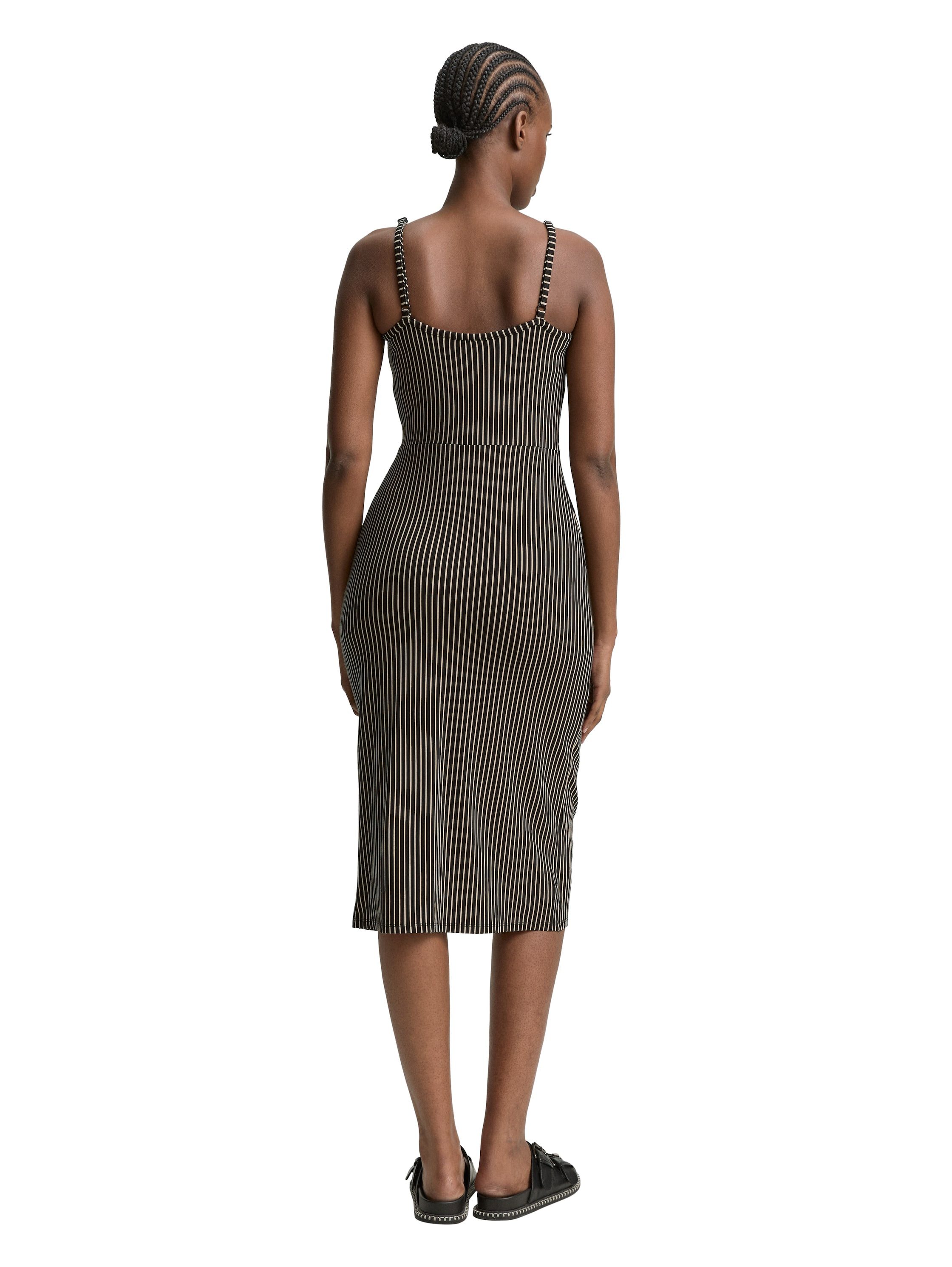 Tom Tailor Denim Midi-jurk met grafisch patroon en spaghetti-bandjes
