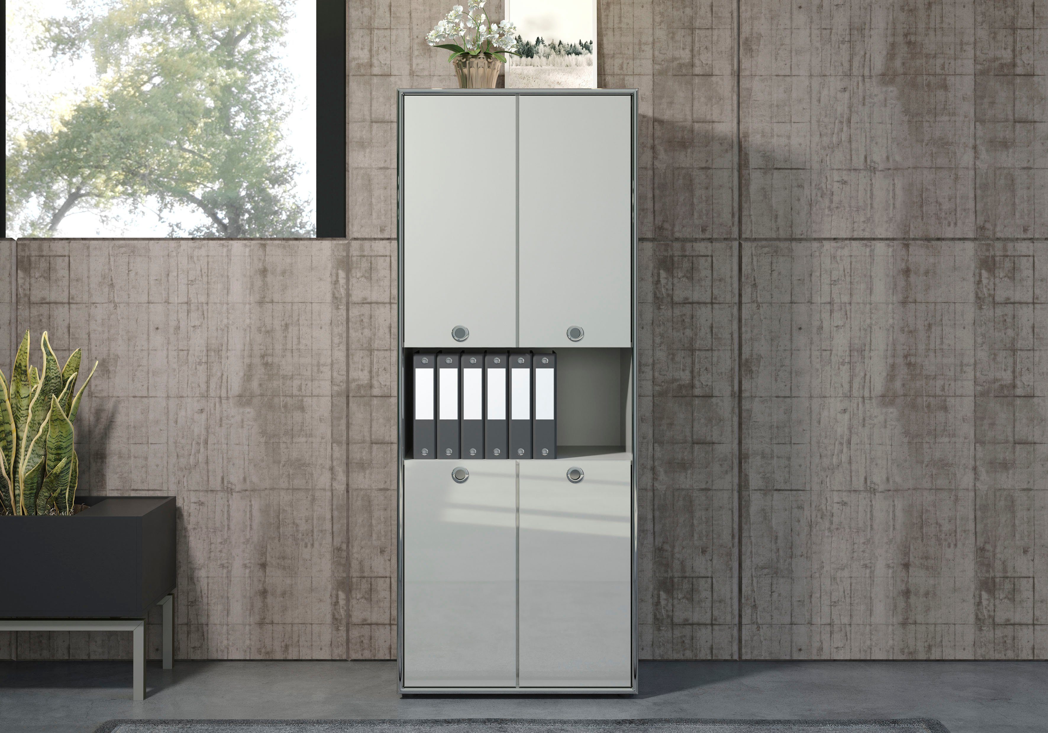 Places of Style Archiefkast Imperia Hoogglanslook met elegante chroomomranding - Made in Italy