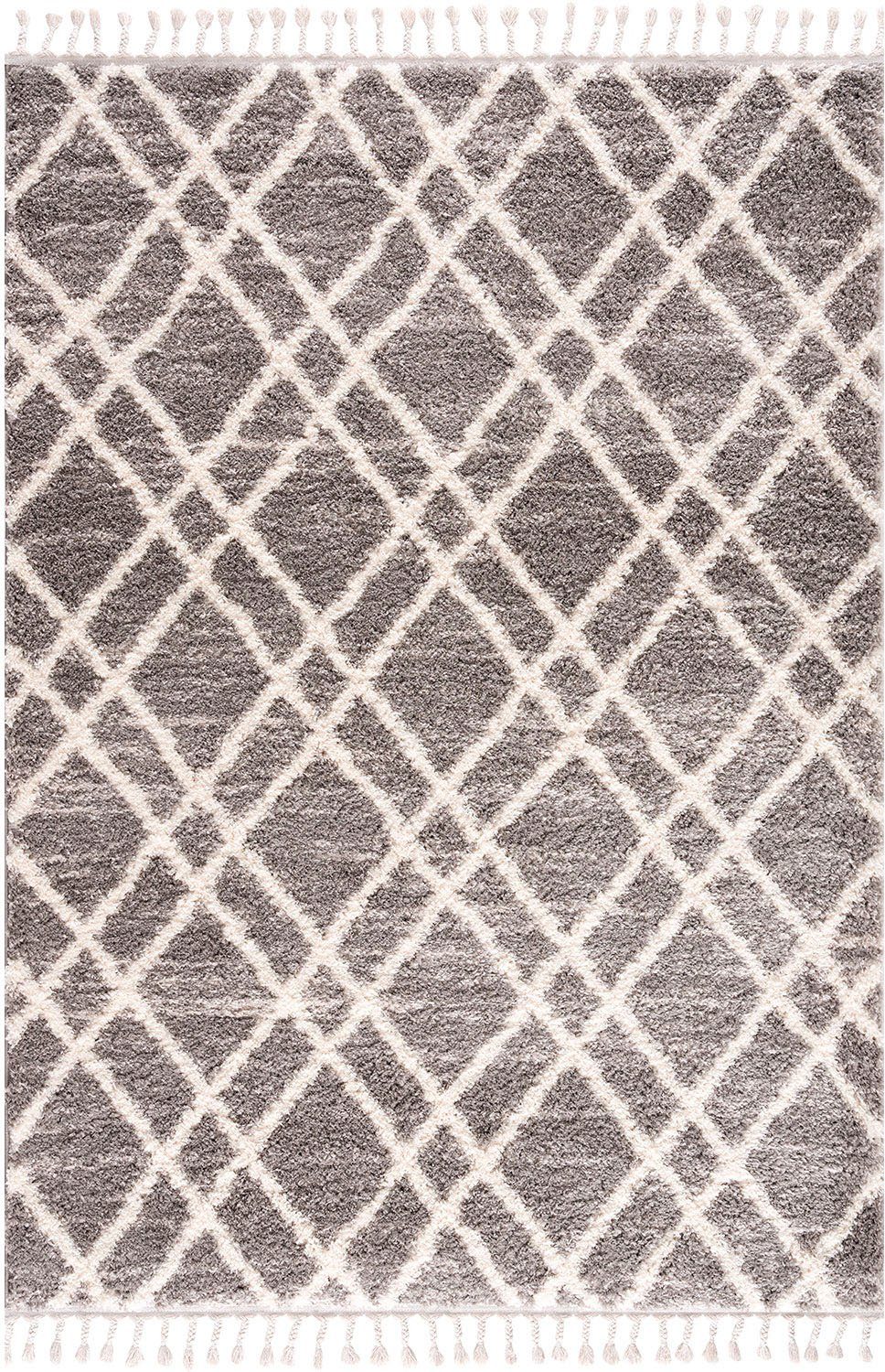 Carpet City Hoogpolig vloerkleed Pulpy 540 bijzonder zacht, met franje, ruiten-look