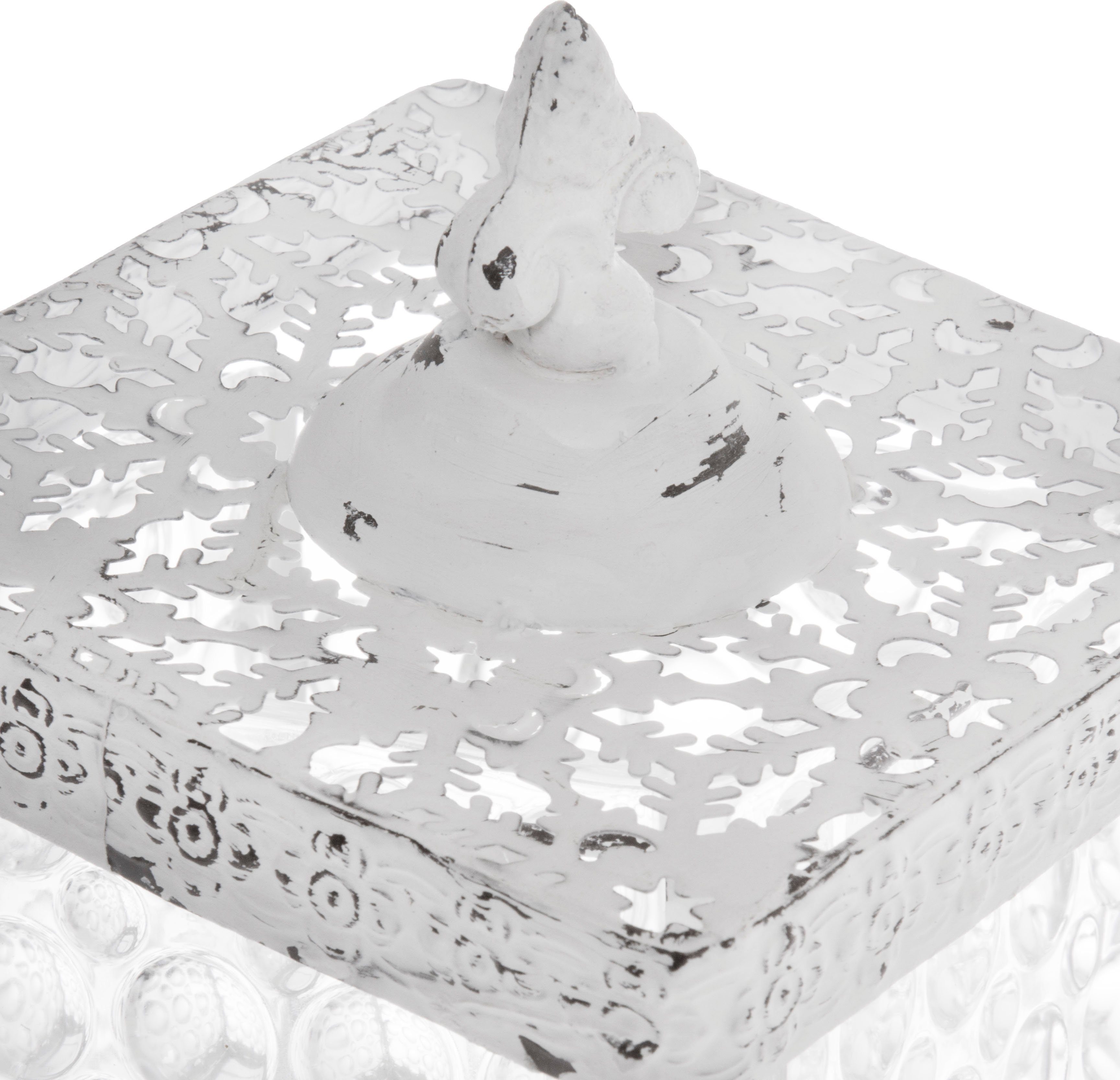 Myflair Möbel & Accessoires Opbergbox Leyla, wit van metaal & glas, met deksel