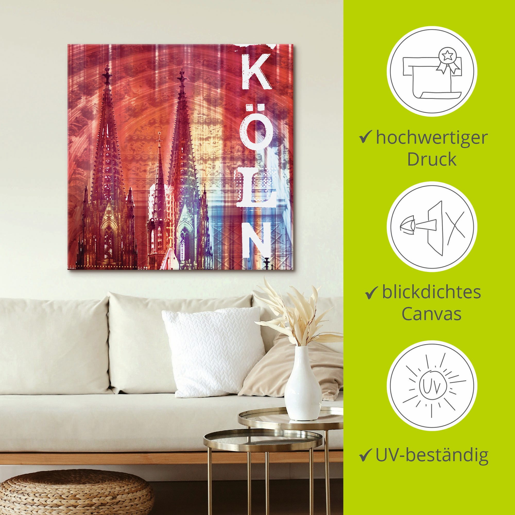 Artland Artprint op linnen Keulen Skyline collage II
