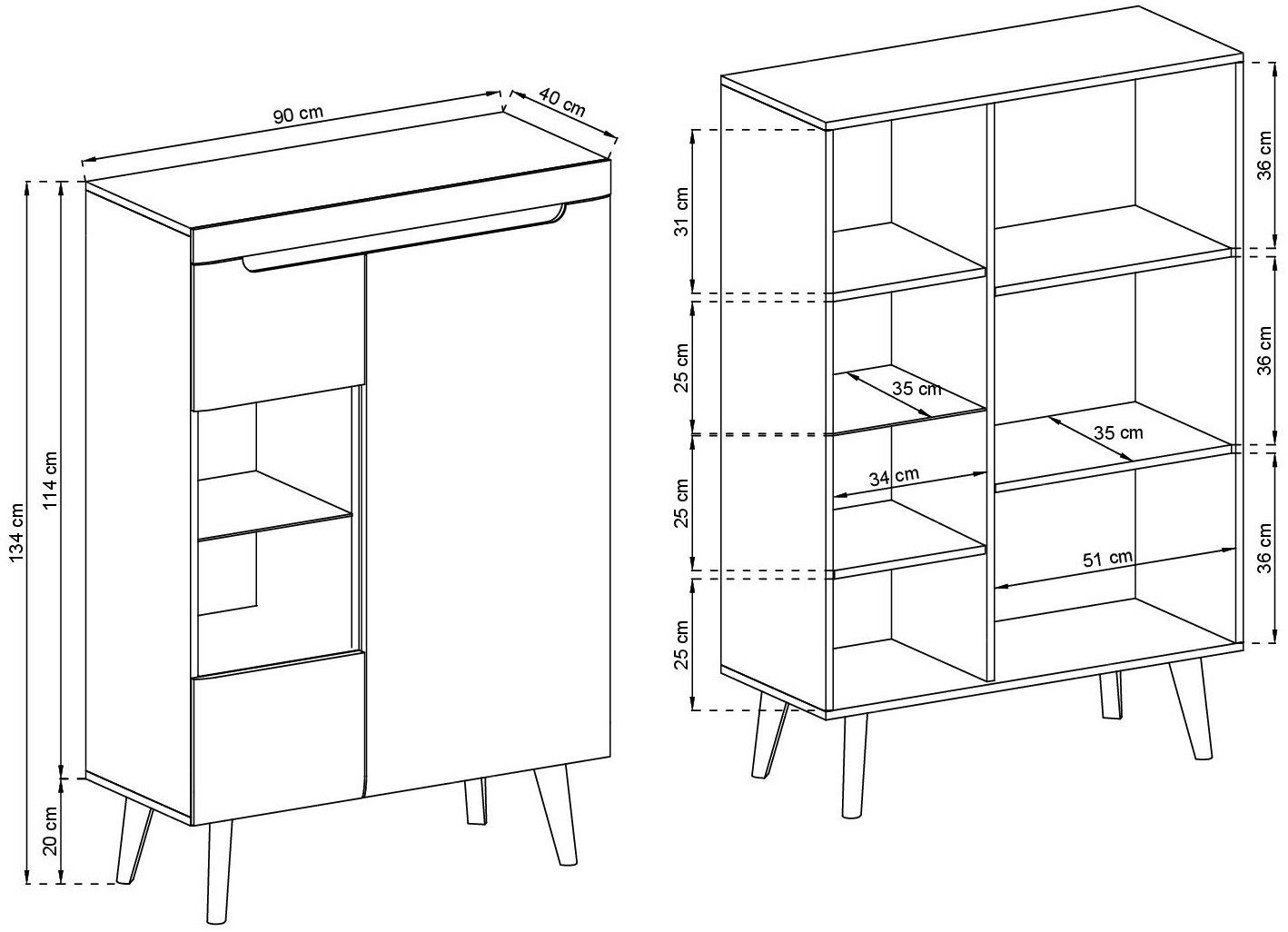 INOSIGN Vitrinekast Torge, hoge kast, glazen vitrine, staande vitrine, vitrinekast in drie verschillende kleuren beschikbaar, glazen deur & -bodem, 90 cm breed (1 stuk)