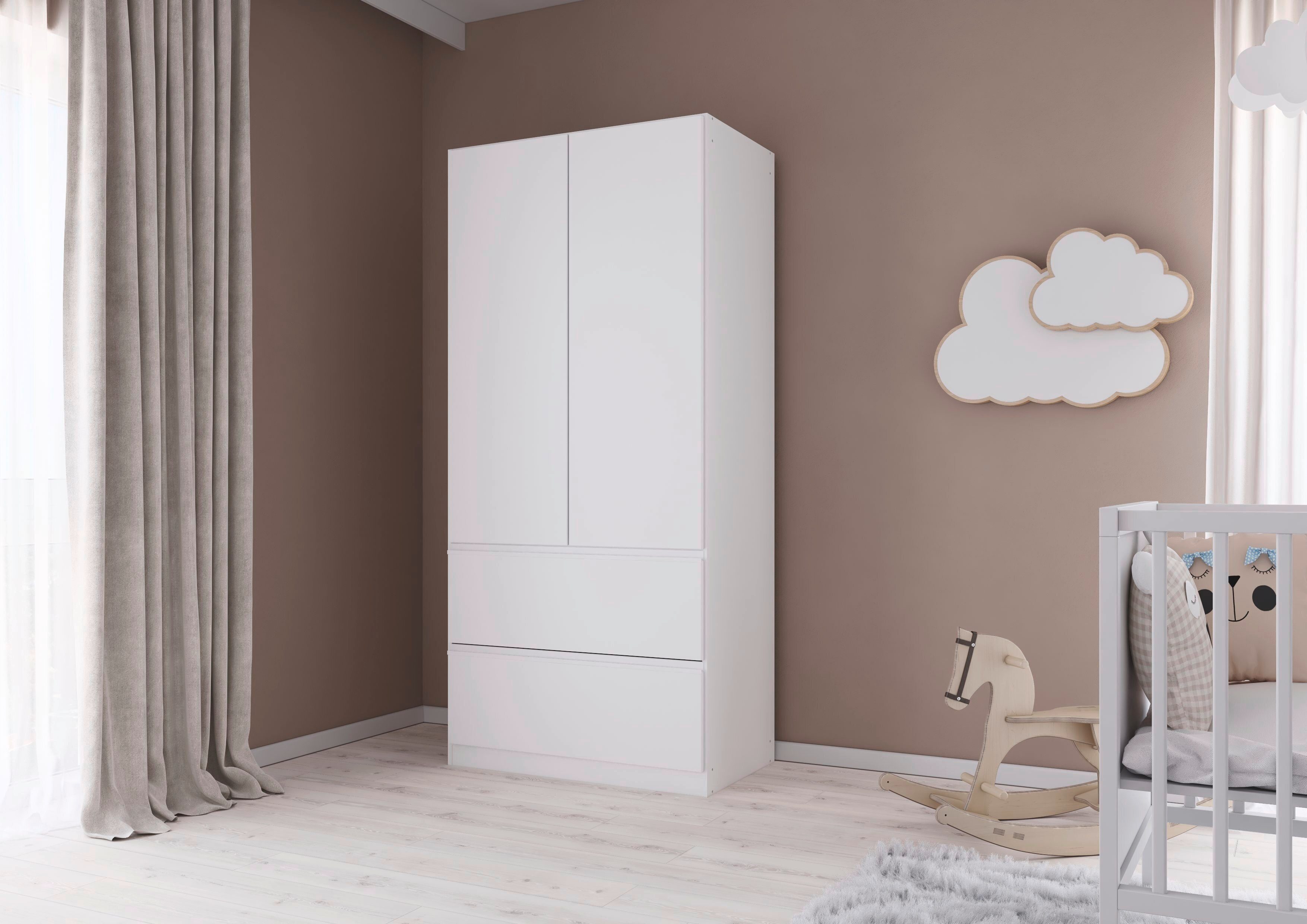 rauch Draaideurkast Kledingkast Kast Garderobe Wasmand COSTA in 3 Breedtes veel ruimte, greeploze front en push-to-open functie made in germany