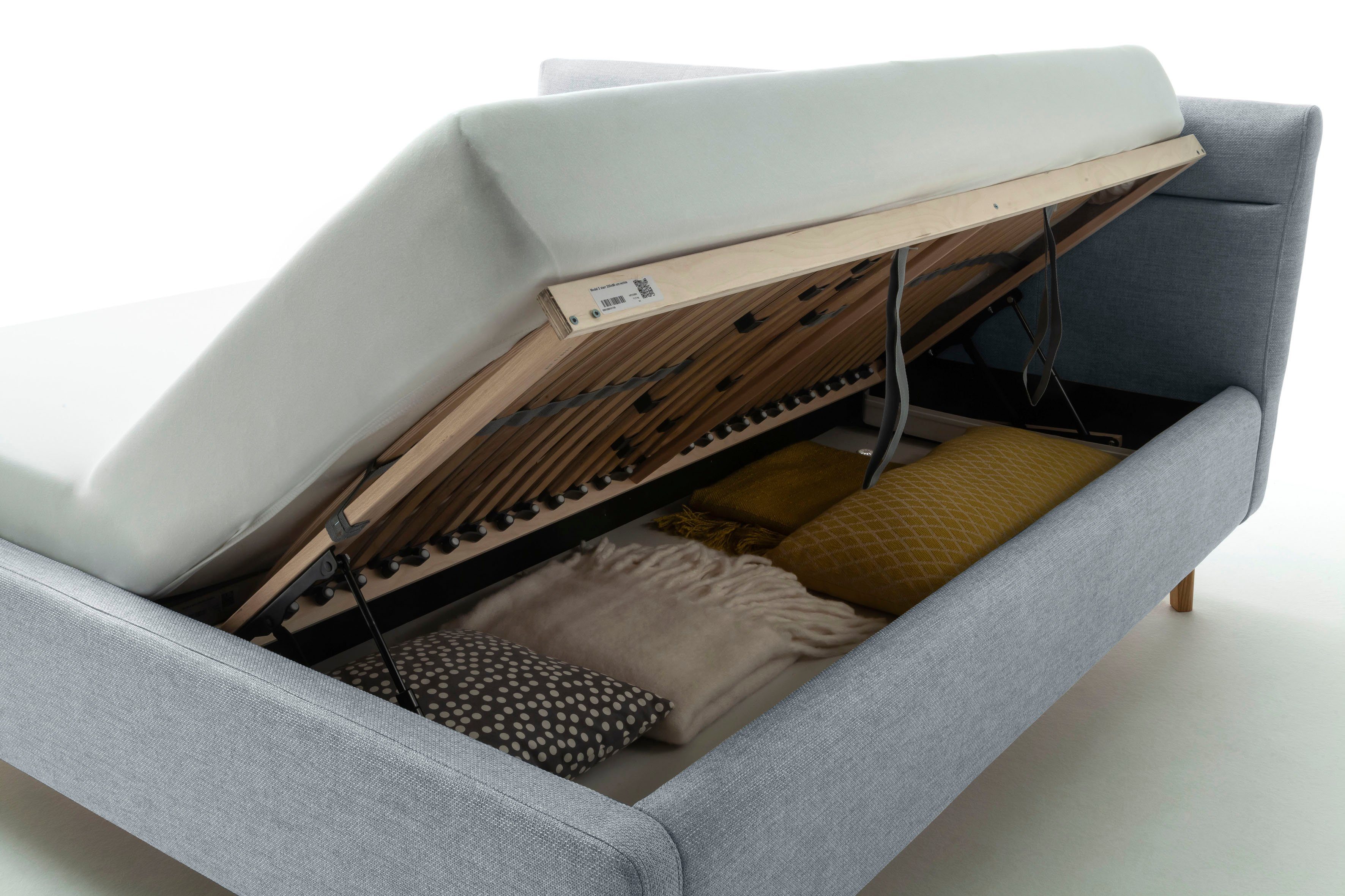meise.möbel Gestoffeerd bed Lotte met lattenbodem en bedkist